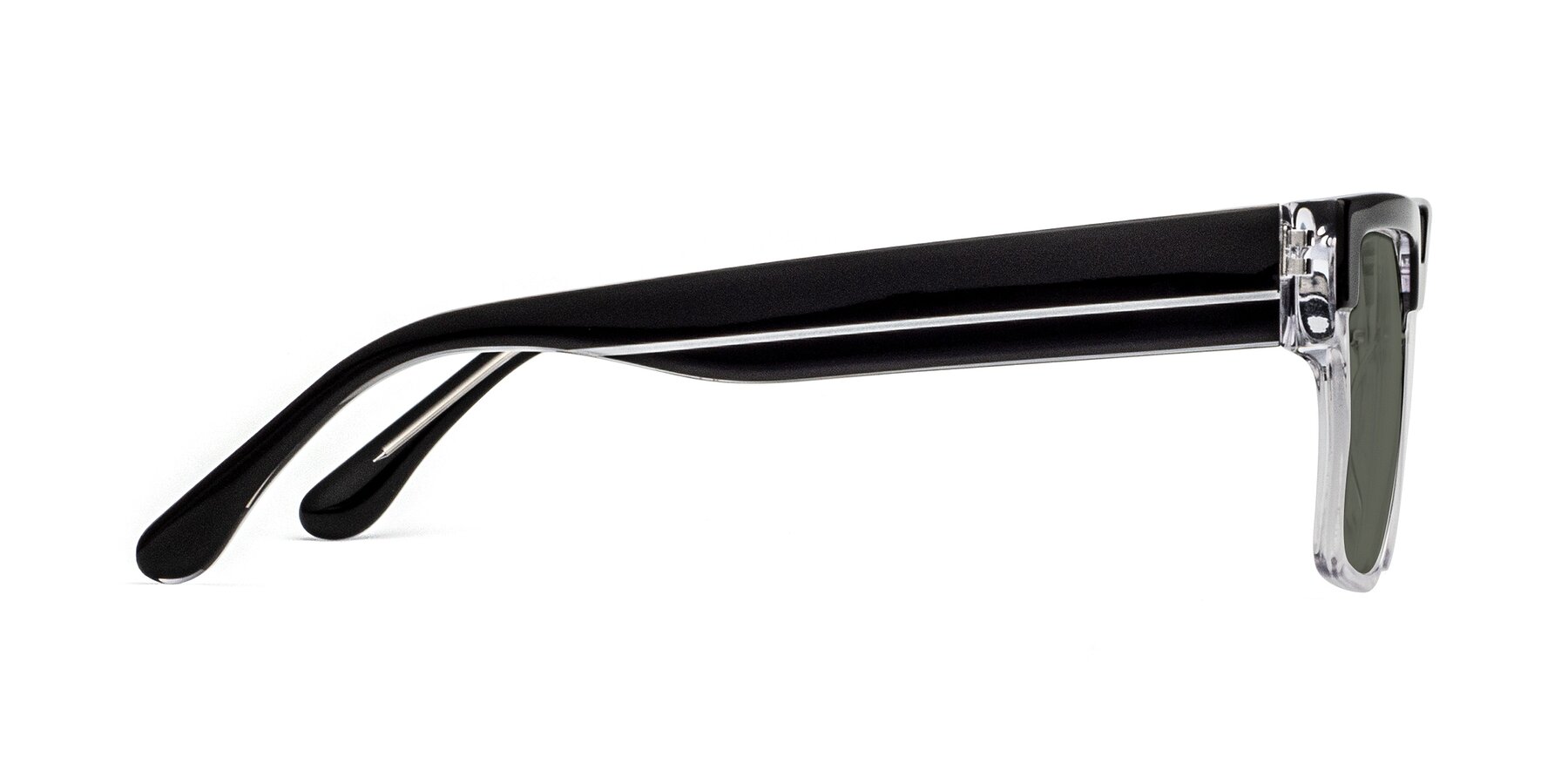 Side of Rincon in Black-Clear with Gray Polarized Lenses