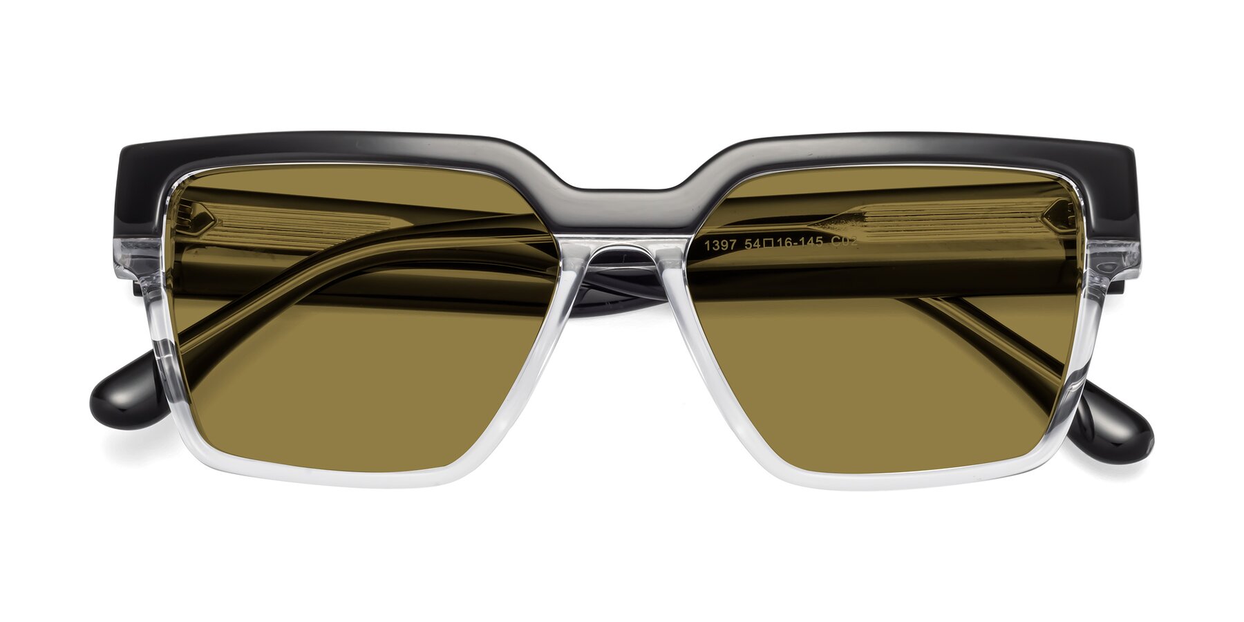 Folded Front of Rincon in Black-Clear with Brown Polarized Lenses