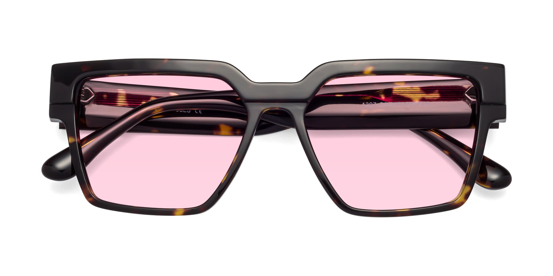 Folded Front of Rincon in Tortoise with Light Pink Tinted Lenses