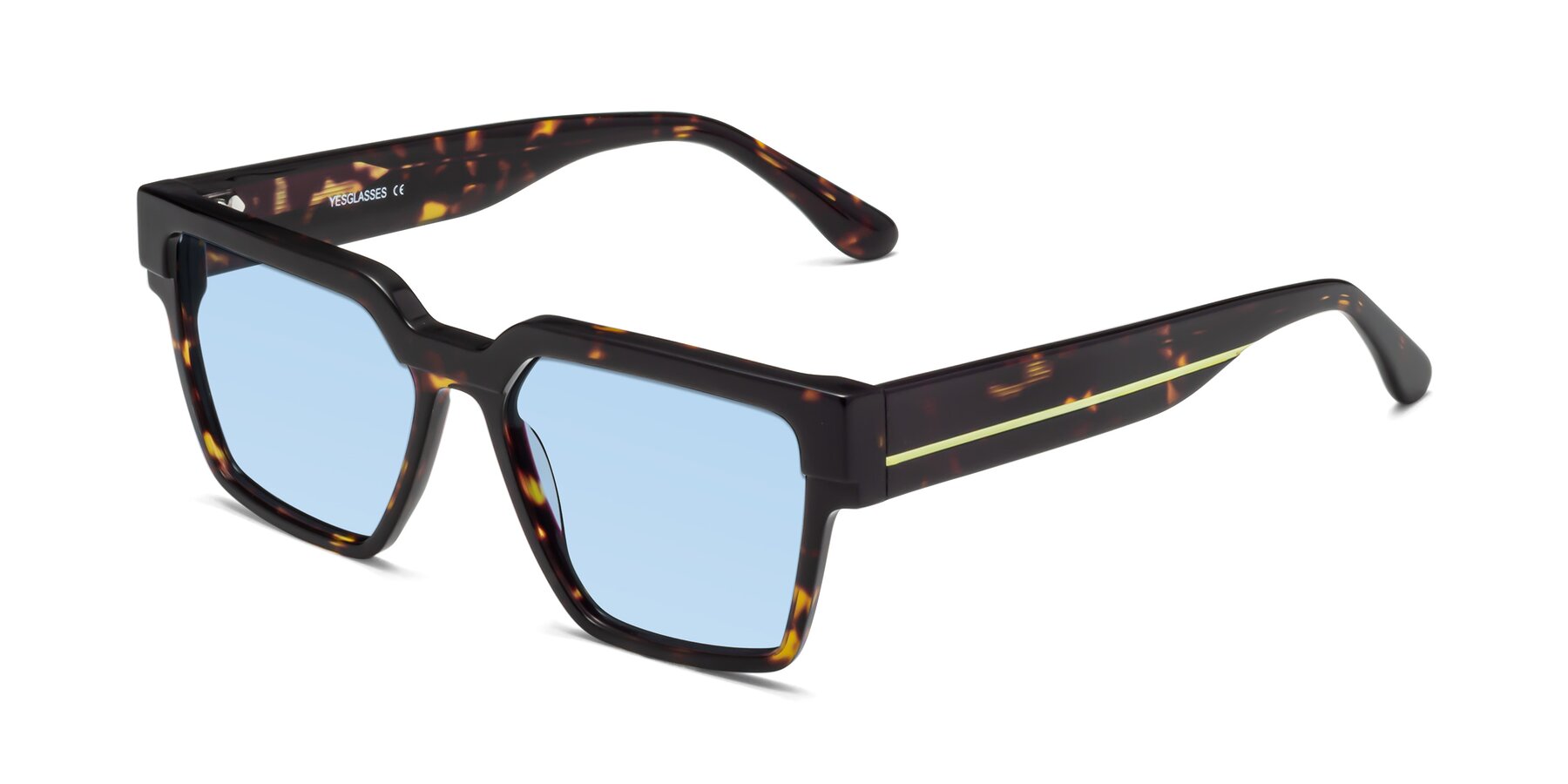 Angle of Rincon in Tortoise with Light Blue Tinted Lenses