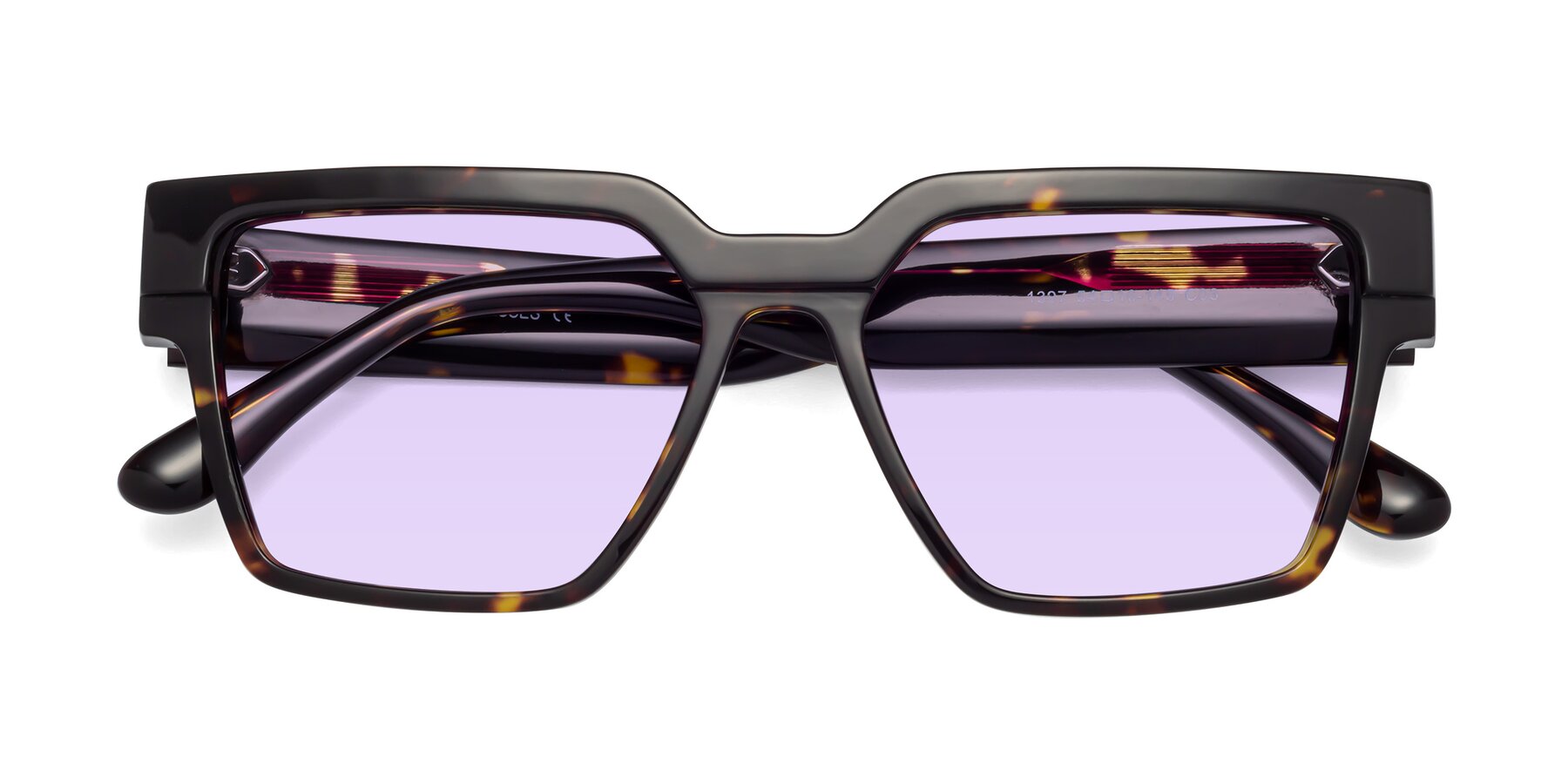 Folded Front of Rincon in Tortoise with Light Purple Tinted Lenses