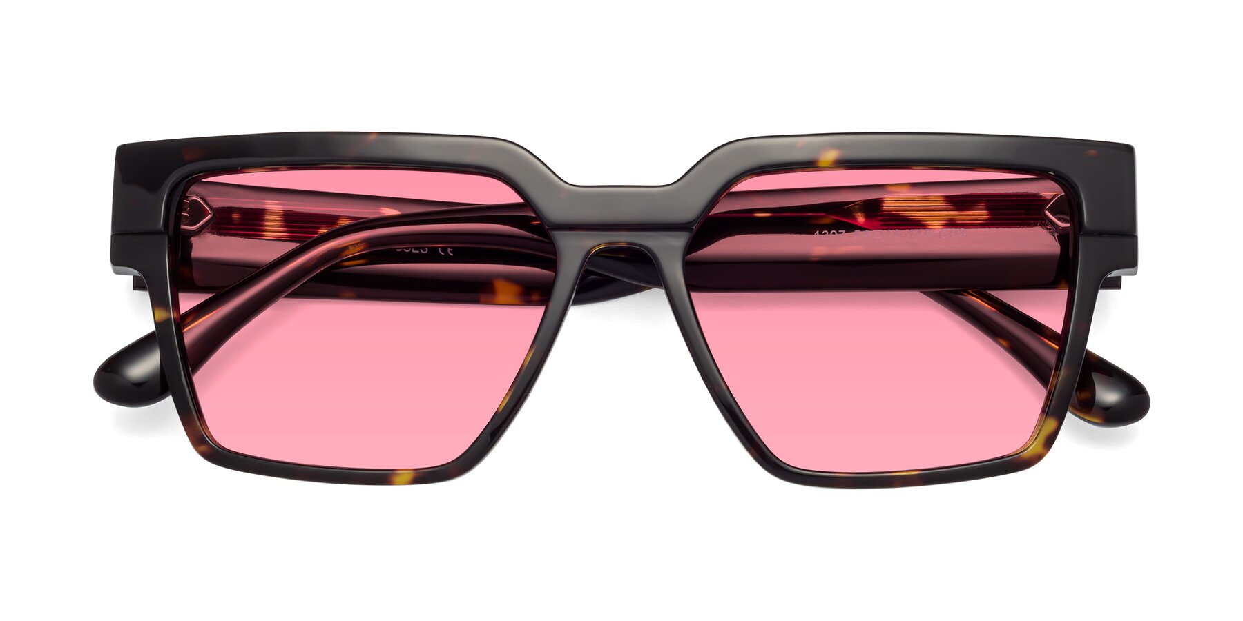 Folded Front of Rincon in Tortoise with Pink Tinted Lenses