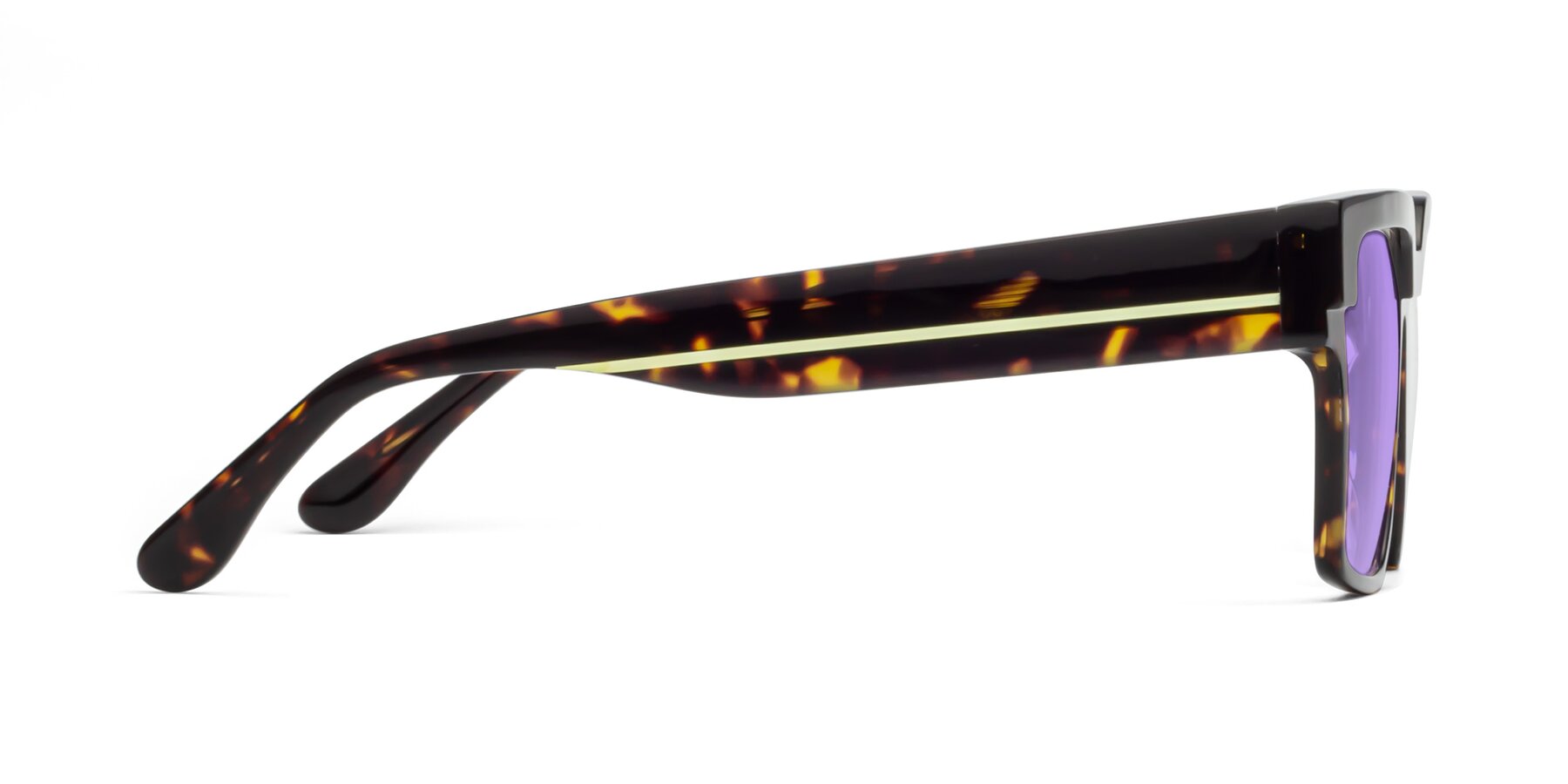 Side of Rincon in Tortoise with Medium Purple Tinted Lenses