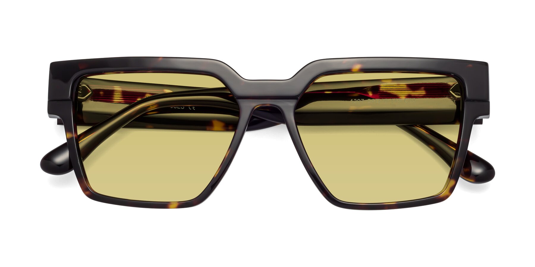 Folded Front of Rincon in Tortoise with Medium Champagne Tinted Lenses