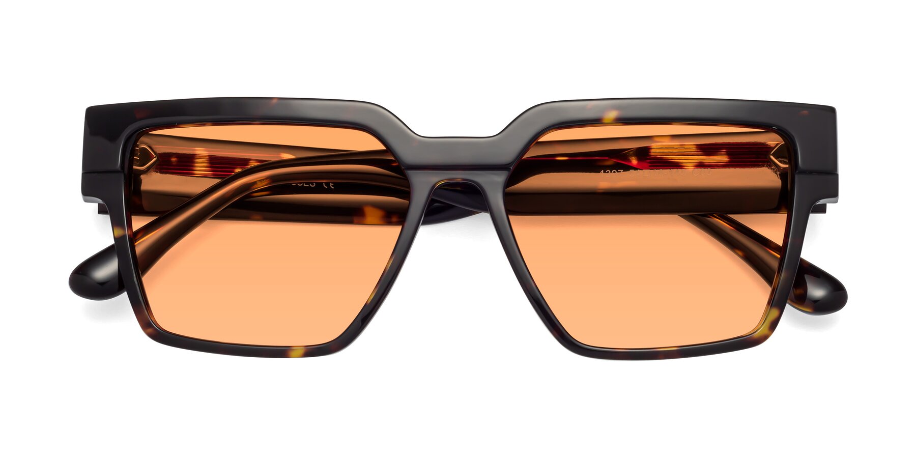 Folded Front of Rincon in Tortoise with Medium Orange Tinted Lenses