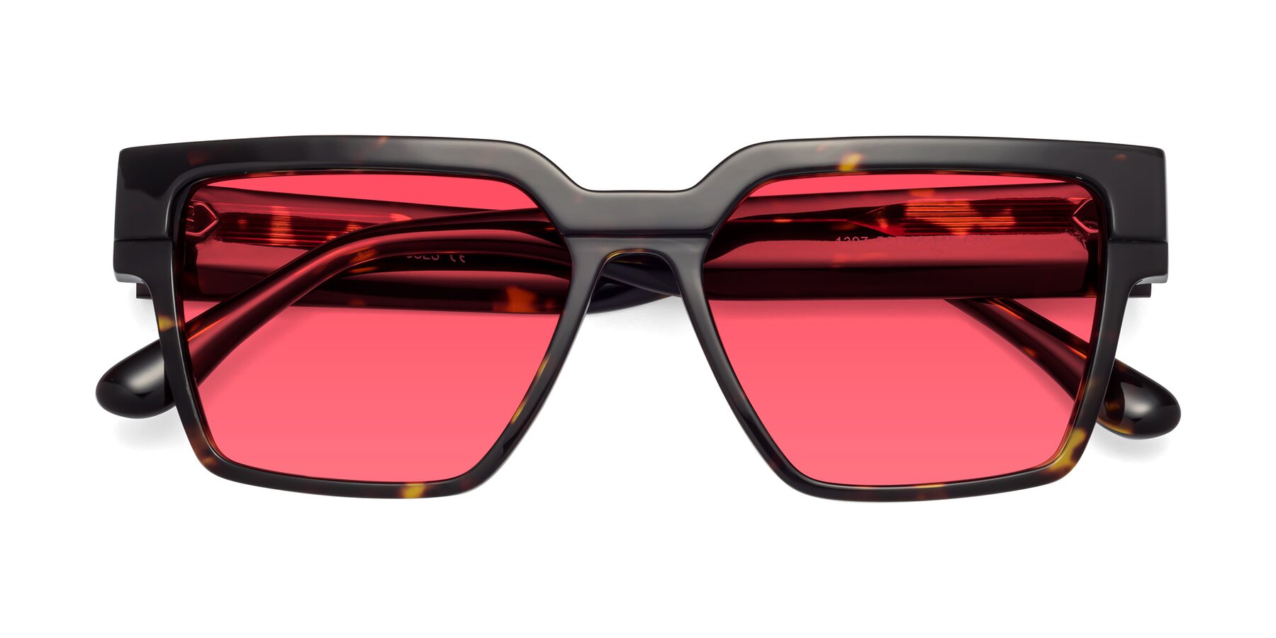 Folded Front of Rincon in Tortoise with Red Tinted Lenses