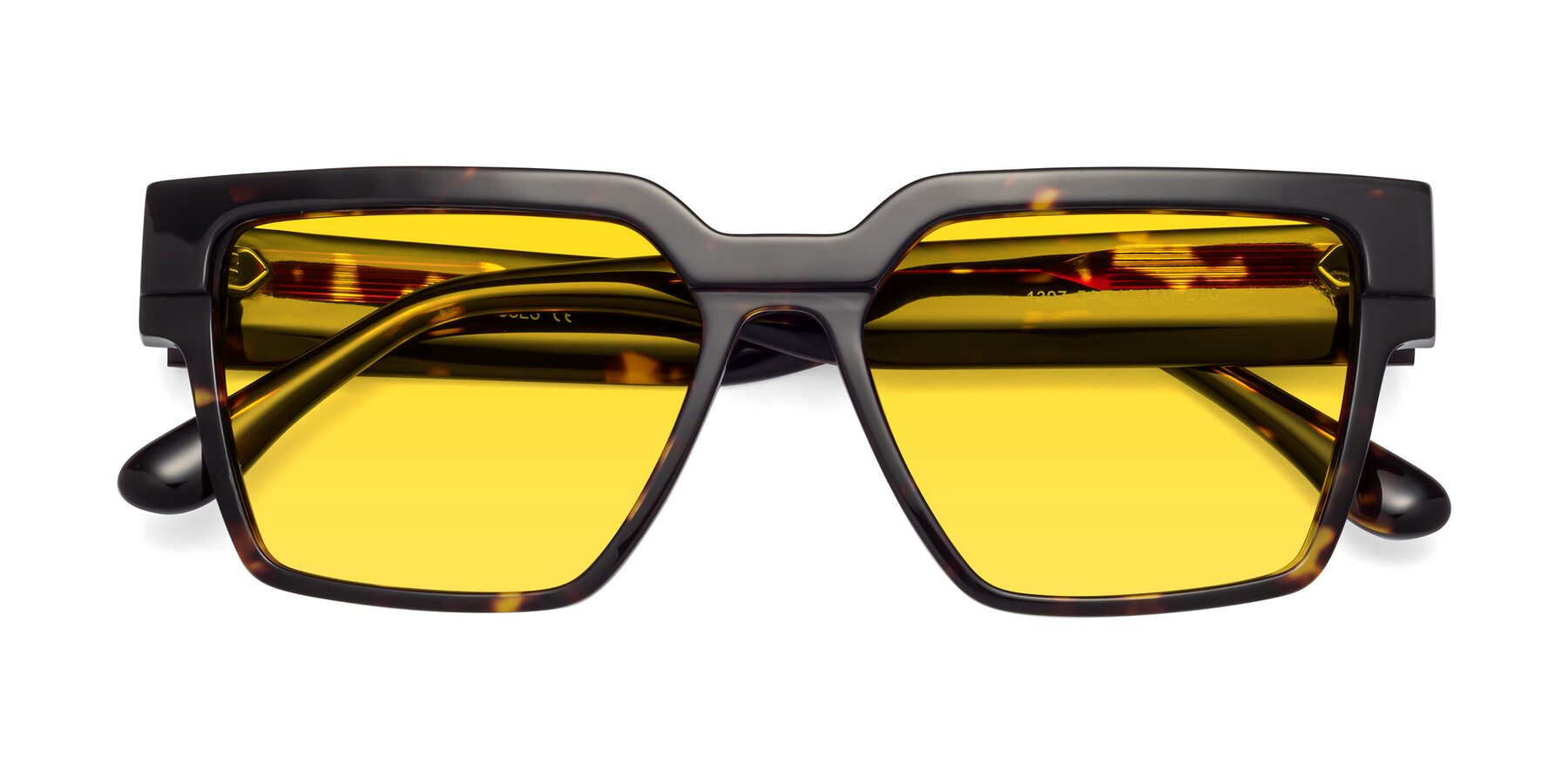 Folded Front of Rincon in Tortoise with Yellow Tinted Lenses