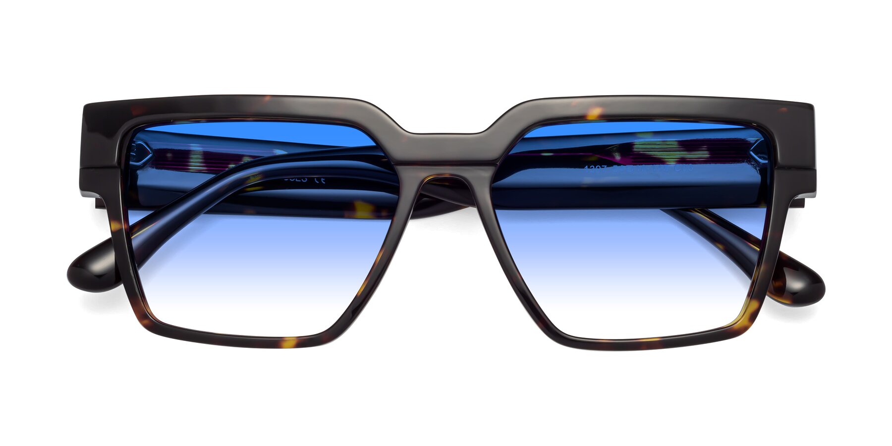 Folded Front of Rincon in Tortoise with Blue Gradient Lenses