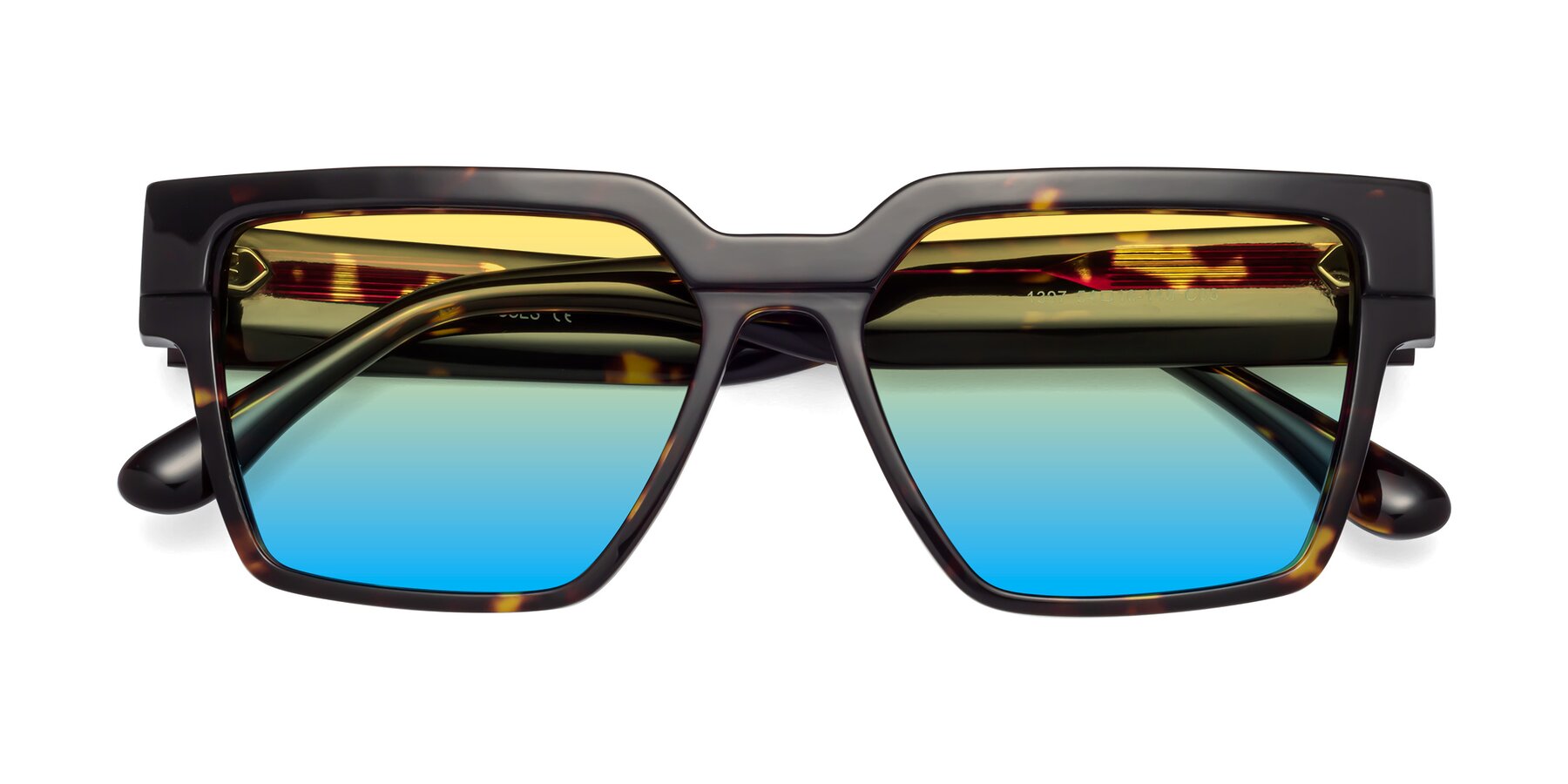 Folded Front of Rincon in Tortoise with Yellow / Blue Gradient Lenses