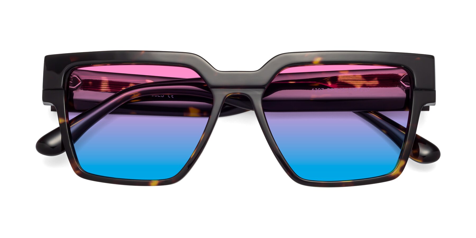 Folded Front of Rincon in Tortoise with Pink / Blue Gradient Lenses