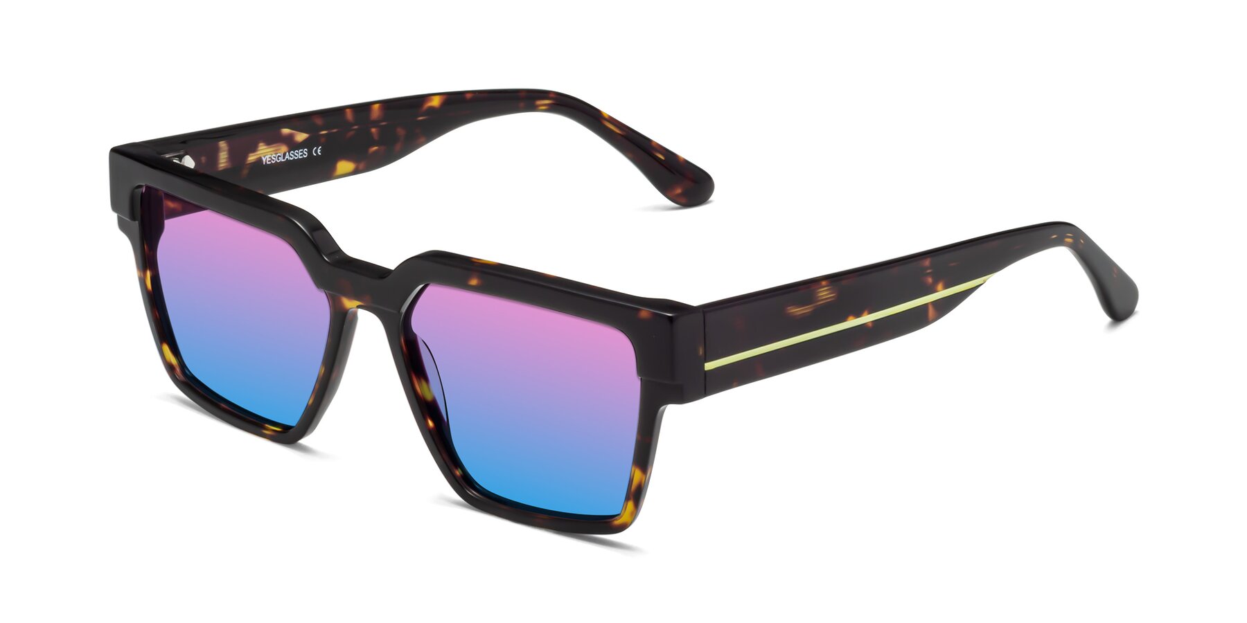 Angle of Rincon in Tortoise with Pink / Blue Gradient Lenses