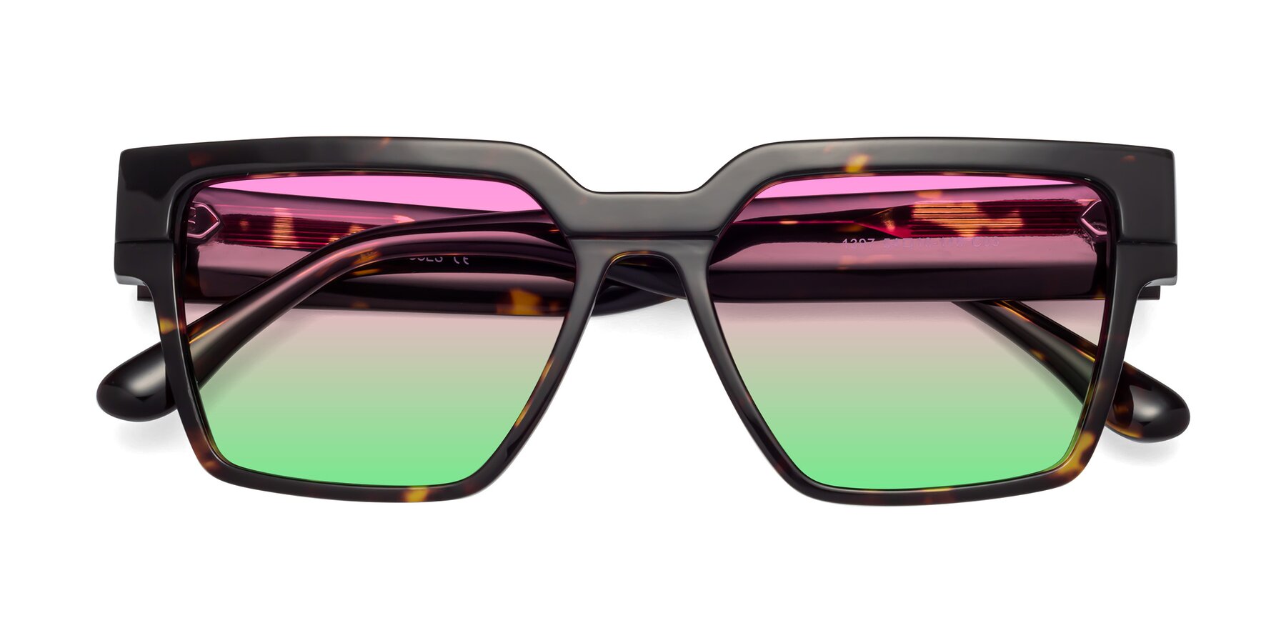 Folded Front of Rincon in Tortoise with Pink / Green Gradient Lenses