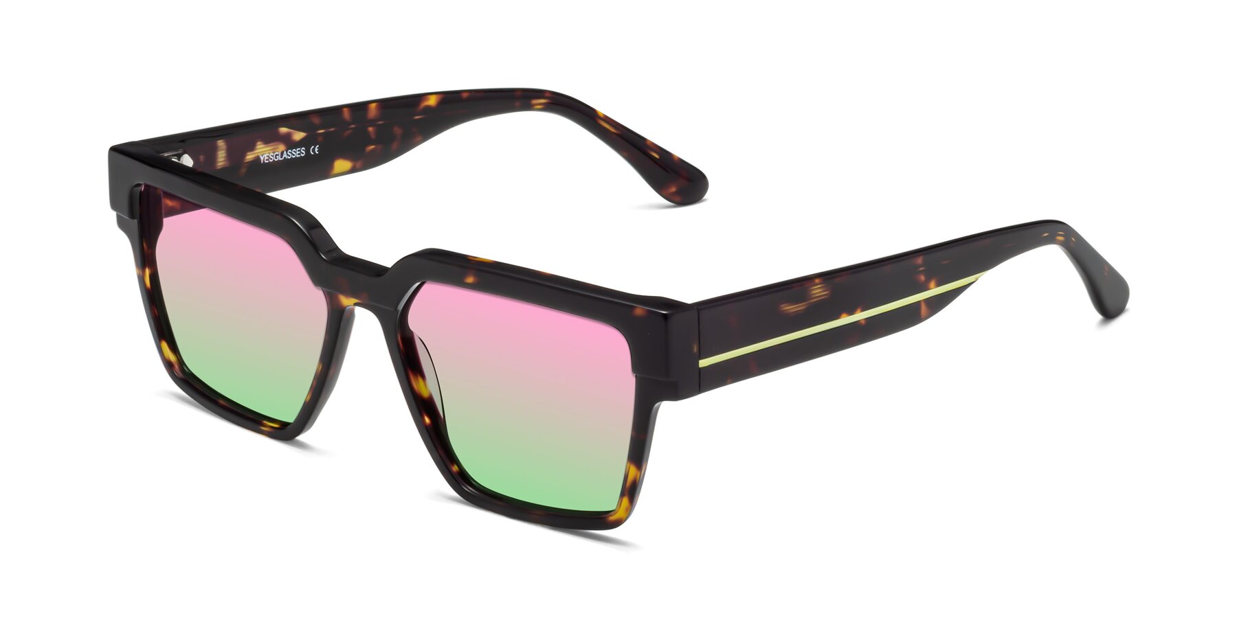 Angle of Rincon in Tortoise with Pink / Green Gradient Lenses