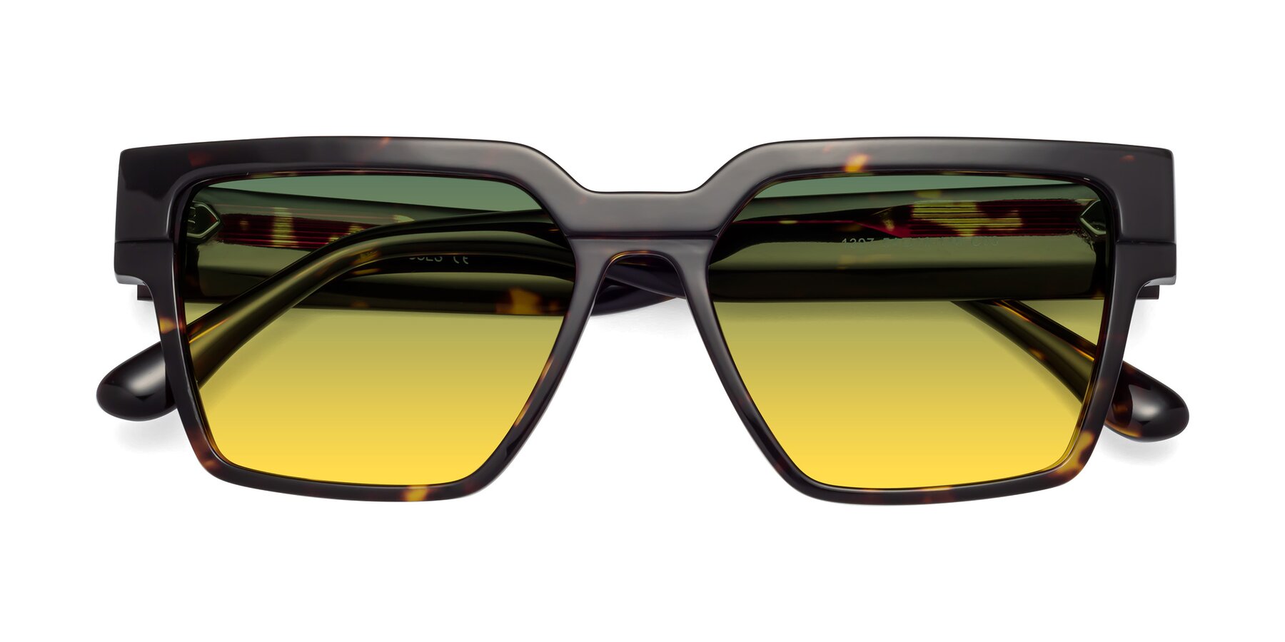 Folded Front of Rincon in Tortoise with Green / Yellow Gradient Lenses
