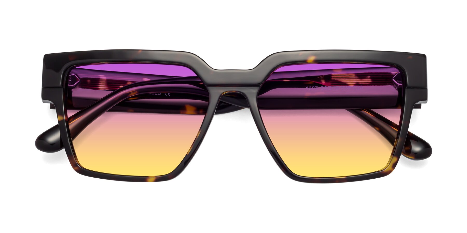 Folded Front of Rincon in Tortoise with Purple / Yellow Gradient Lenses