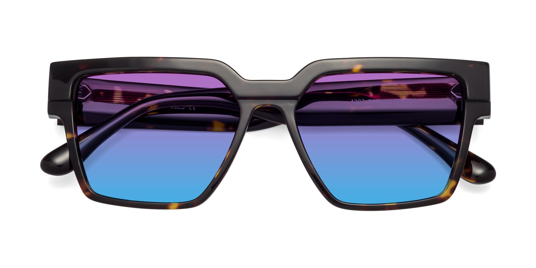 Folded Front of Rincon in Tortoise with Purple / Blue Gradient Lenses