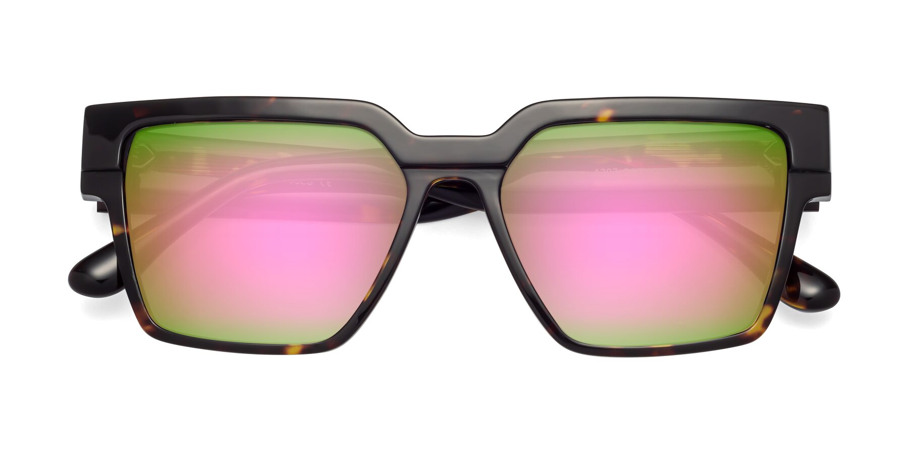 Folded Front of Rincon in Tortoise with Pink Mirrored Lenses