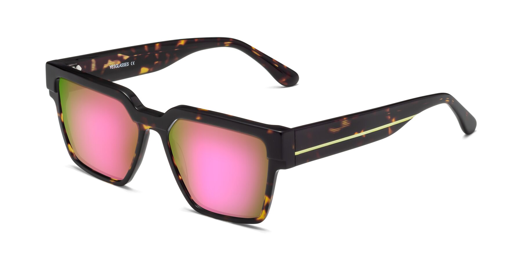 Angle of Rincon in Tortoise with Pink Mirrored Lenses