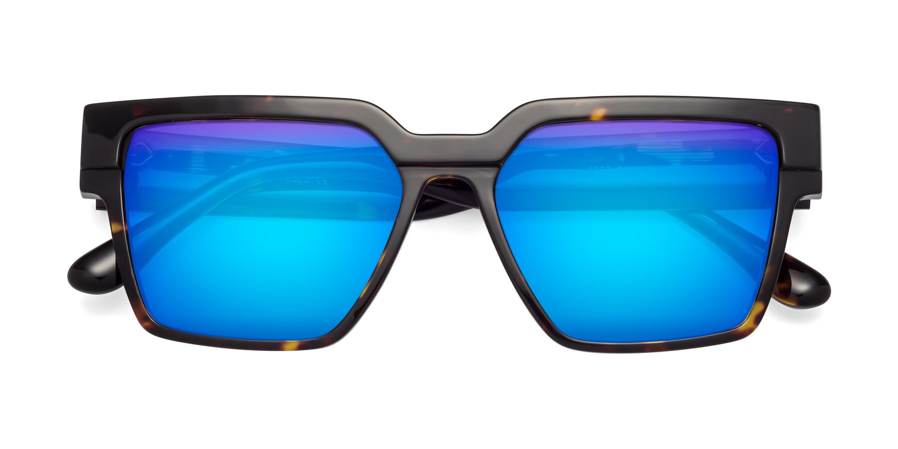 Folded Front of Rincon in Tortoise with Blue Mirrored Lenses