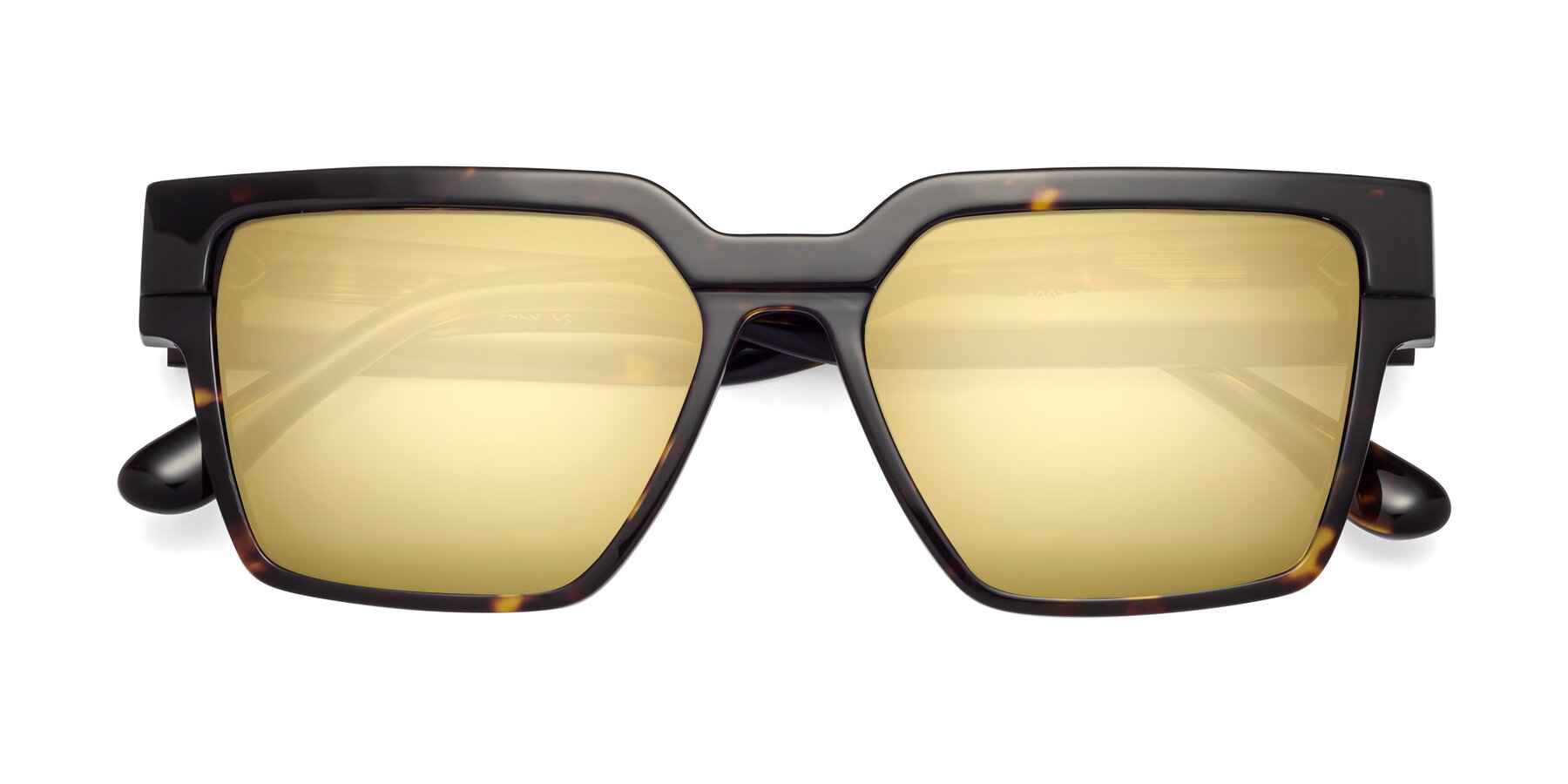 Folded Front of Rincon in Tortoise with Gold Mirrored Lenses