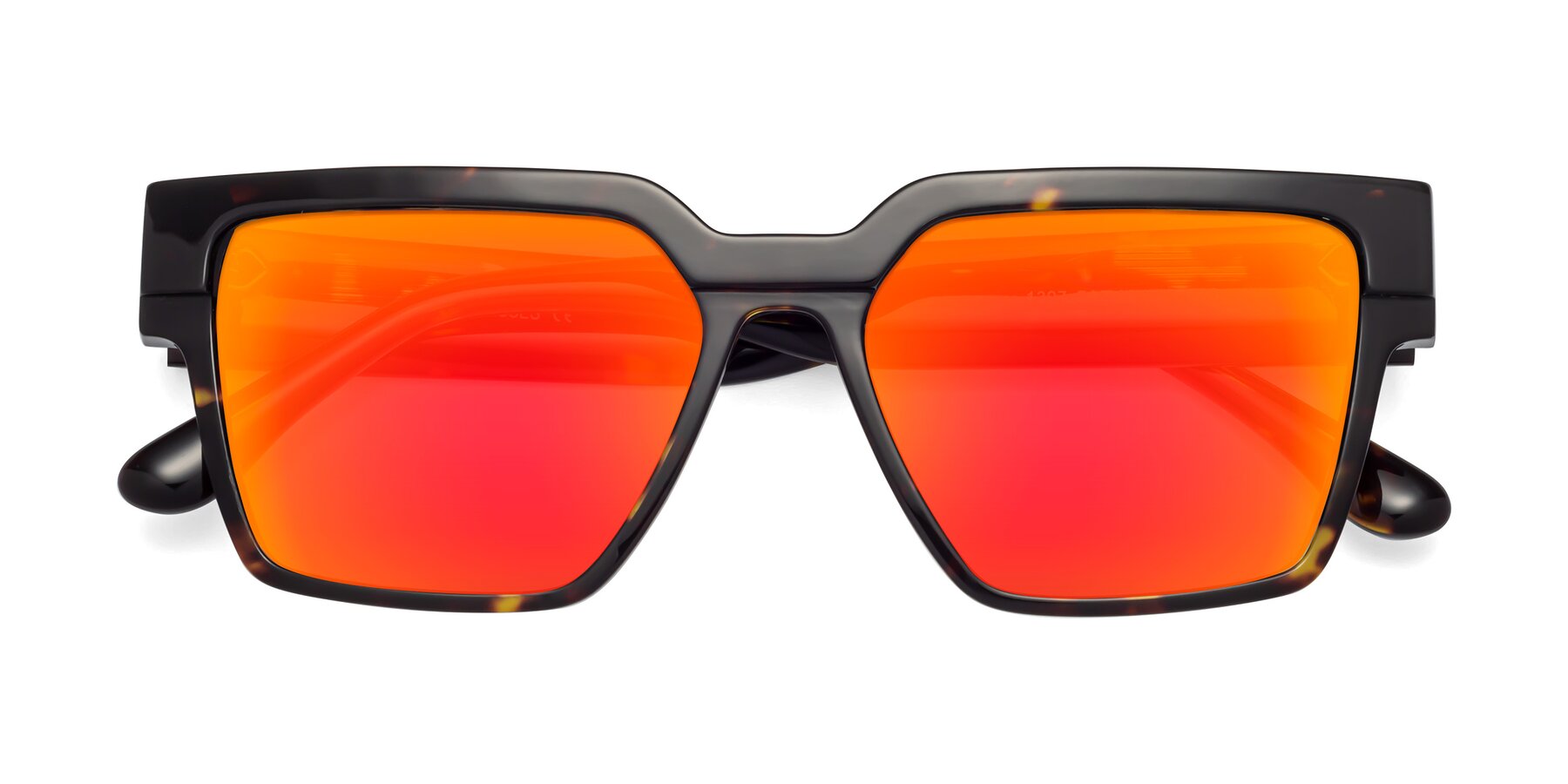 Folded Front of Rincon in Tortoise with Red Gold Mirrored Lenses