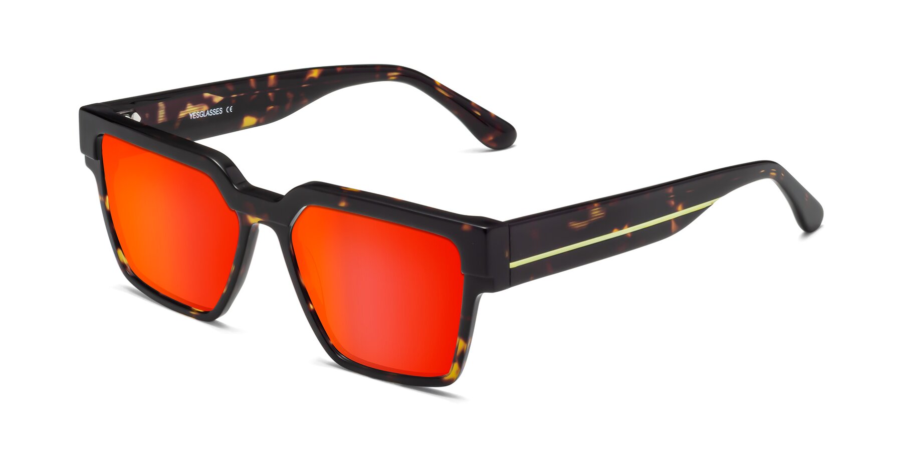 Angle of Rincon in Tortoise with Red Gold Mirrored Lenses