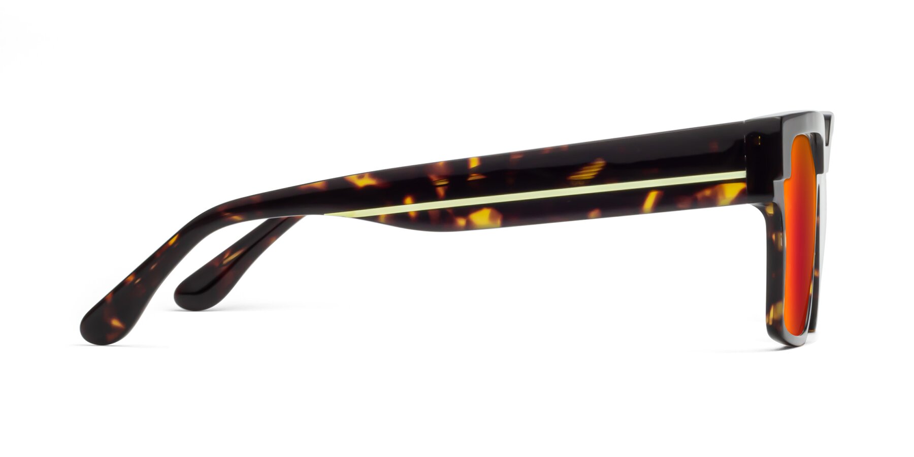 Side of Rincon in Tortoise with Red Gold Mirrored Lenses