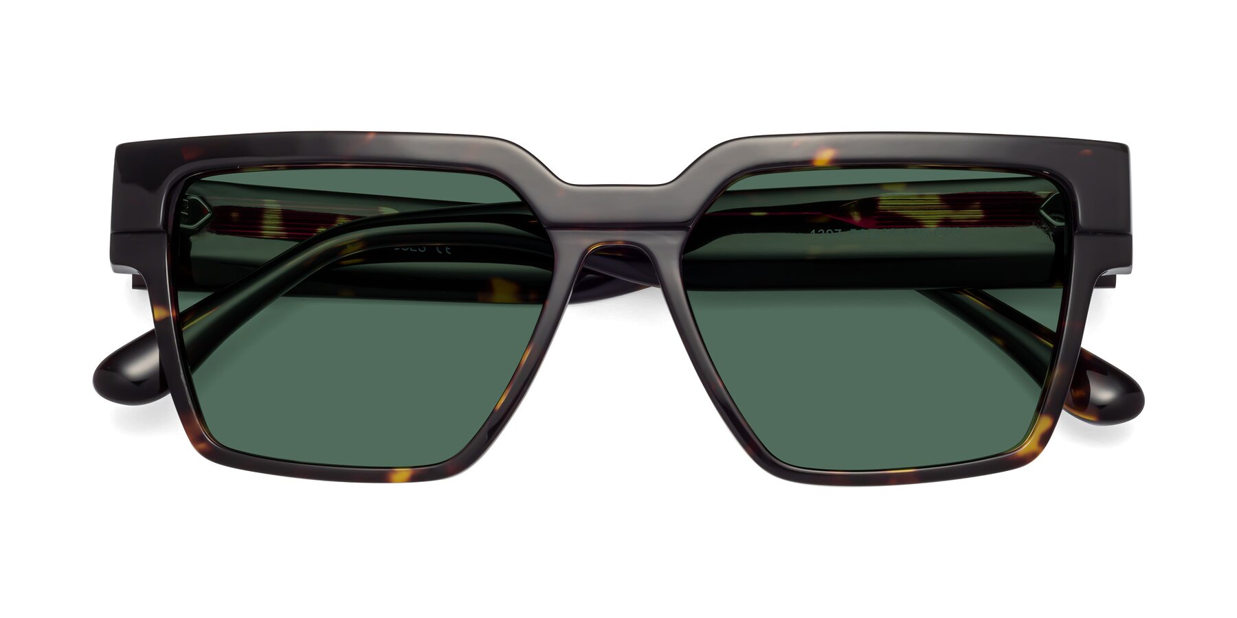 Folded Front of Rincon in Tortoise with Green Polarized Lenses