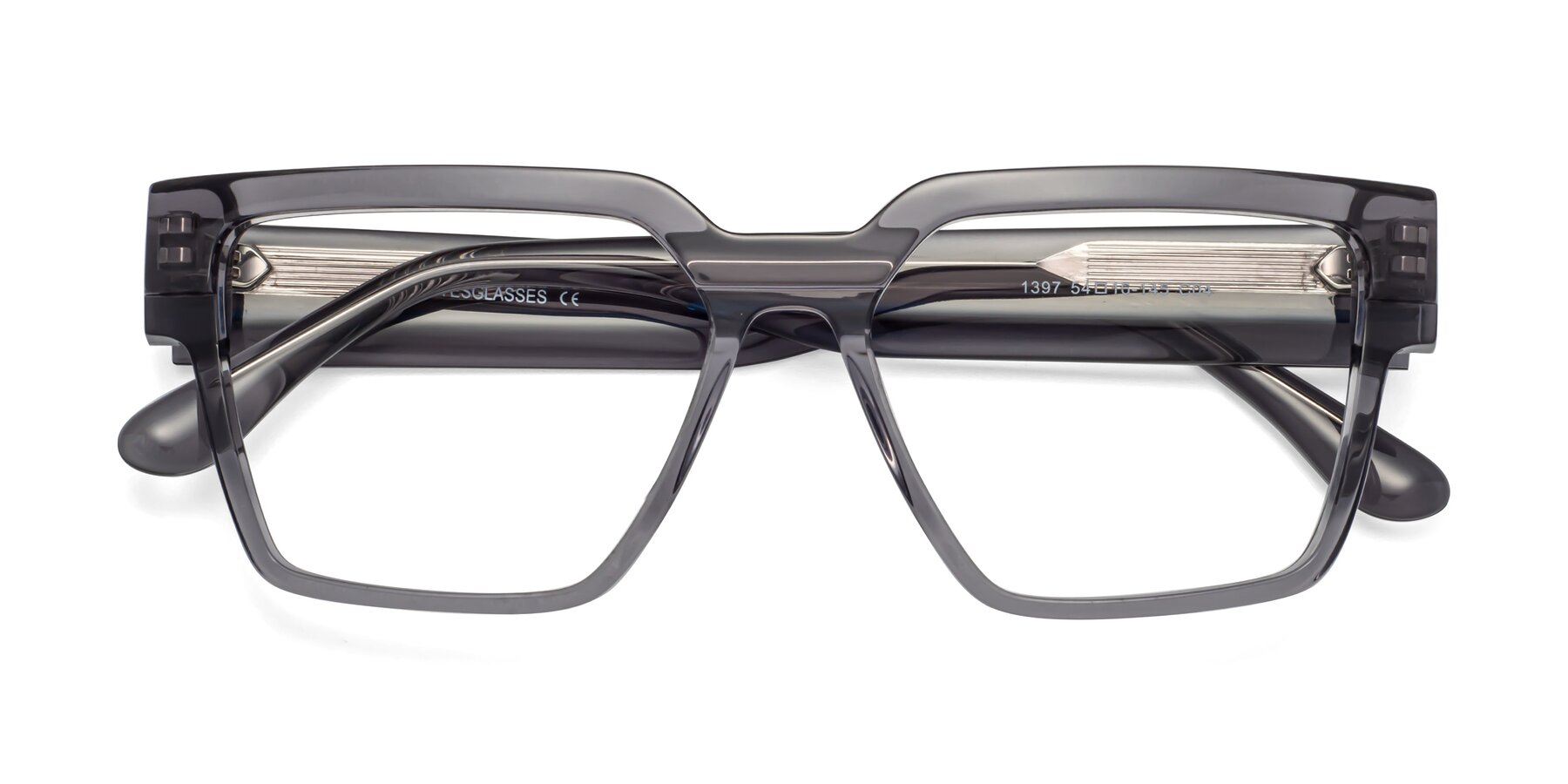 Folded Front of Rincon in Gray with Clear Eyeglass Lenses
