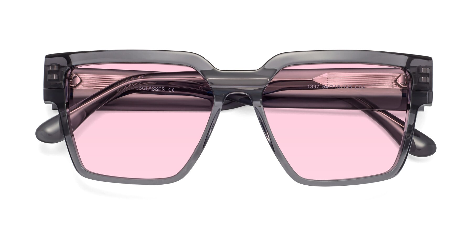 Folded Front of Rincon in Gray with Light Pink Tinted Lenses