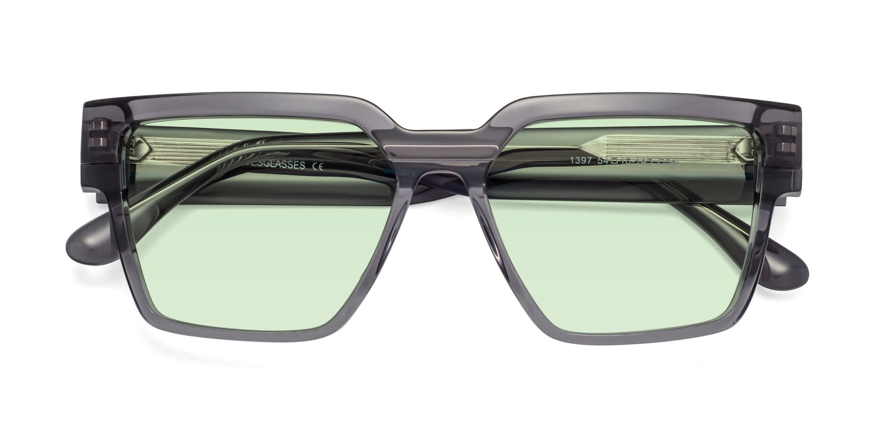 Folded Front of Rincon in Gray with Light Green Tinted Lenses