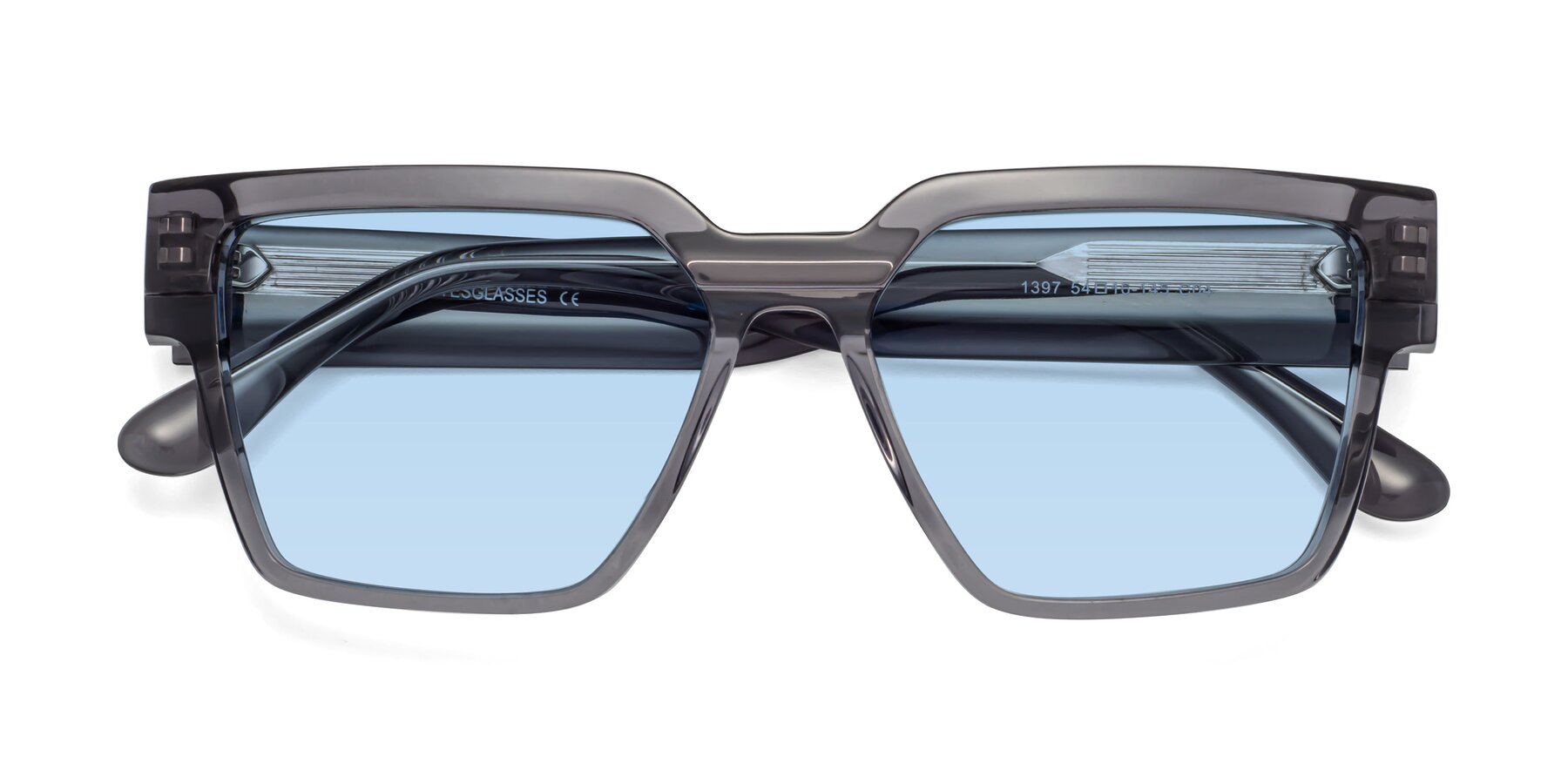 Folded Front of Rincon in Gray with Light Blue Tinted Lenses
