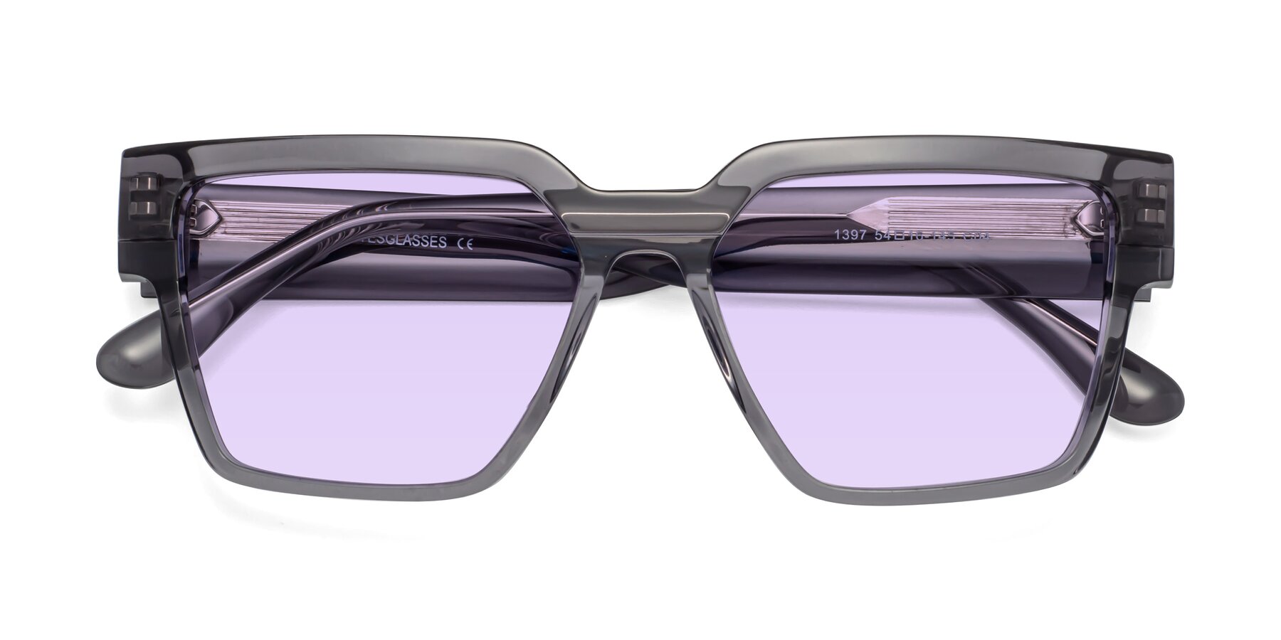 Folded Front of Rincon in Gray with Light Purple Tinted Lenses