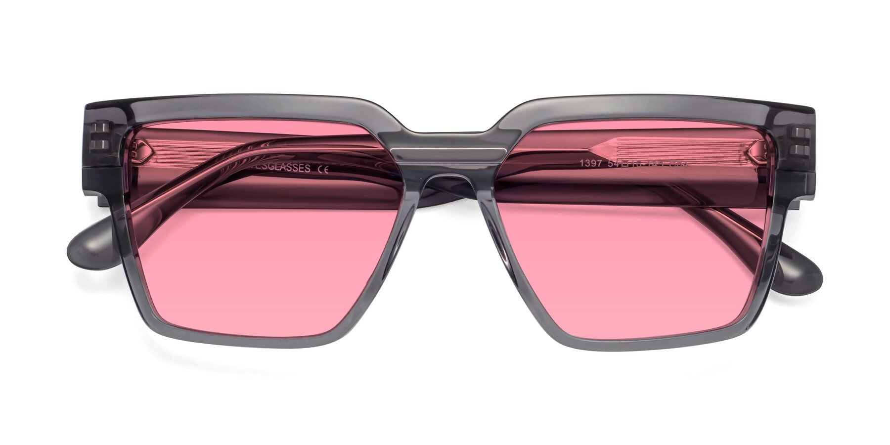 Folded Front of Rincon in Gray with Pink Tinted Lenses
