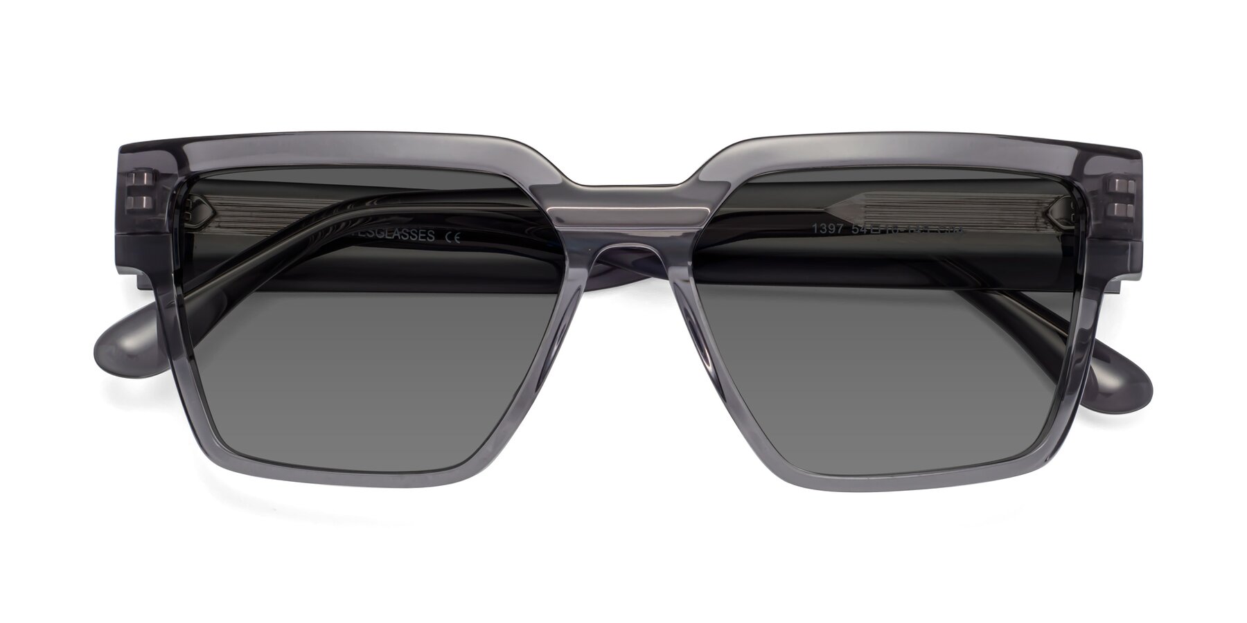 Folded Front of Rincon in Gray with Medium Gray Tinted Lenses