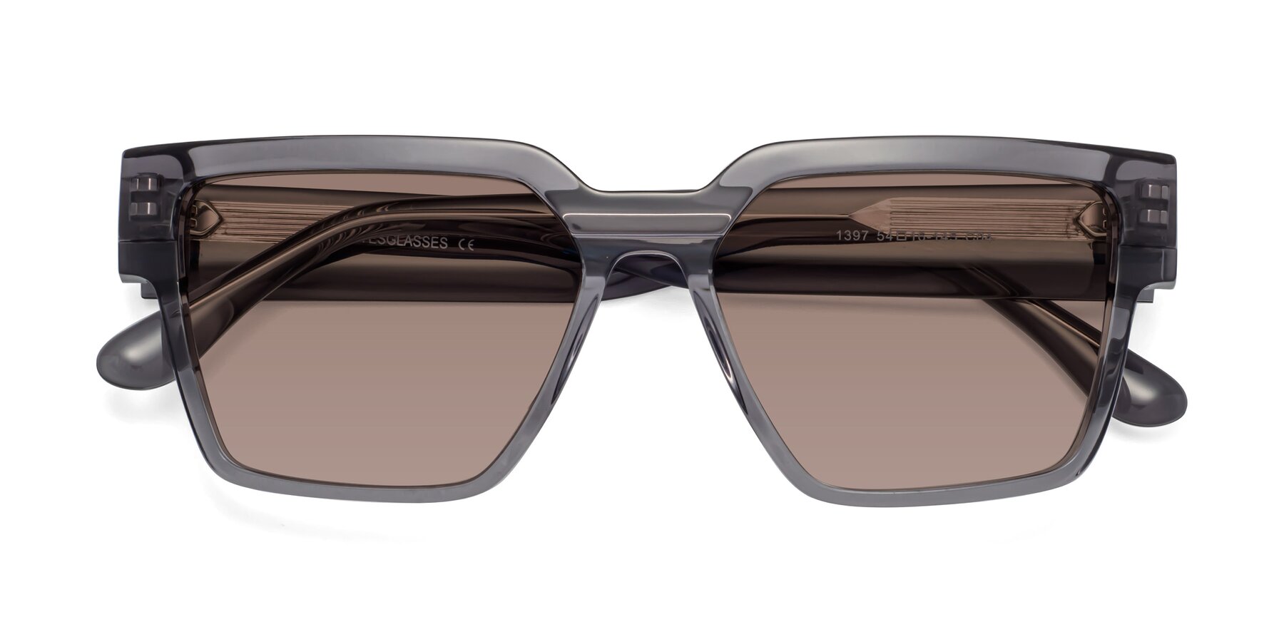 Folded Front of Rincon in Gray with Medium Brown Tinted Lenses