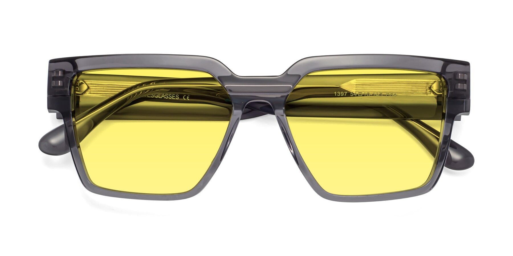 Folded Front of Rincon in Gray with Medium Yellow Tinted Lenses
