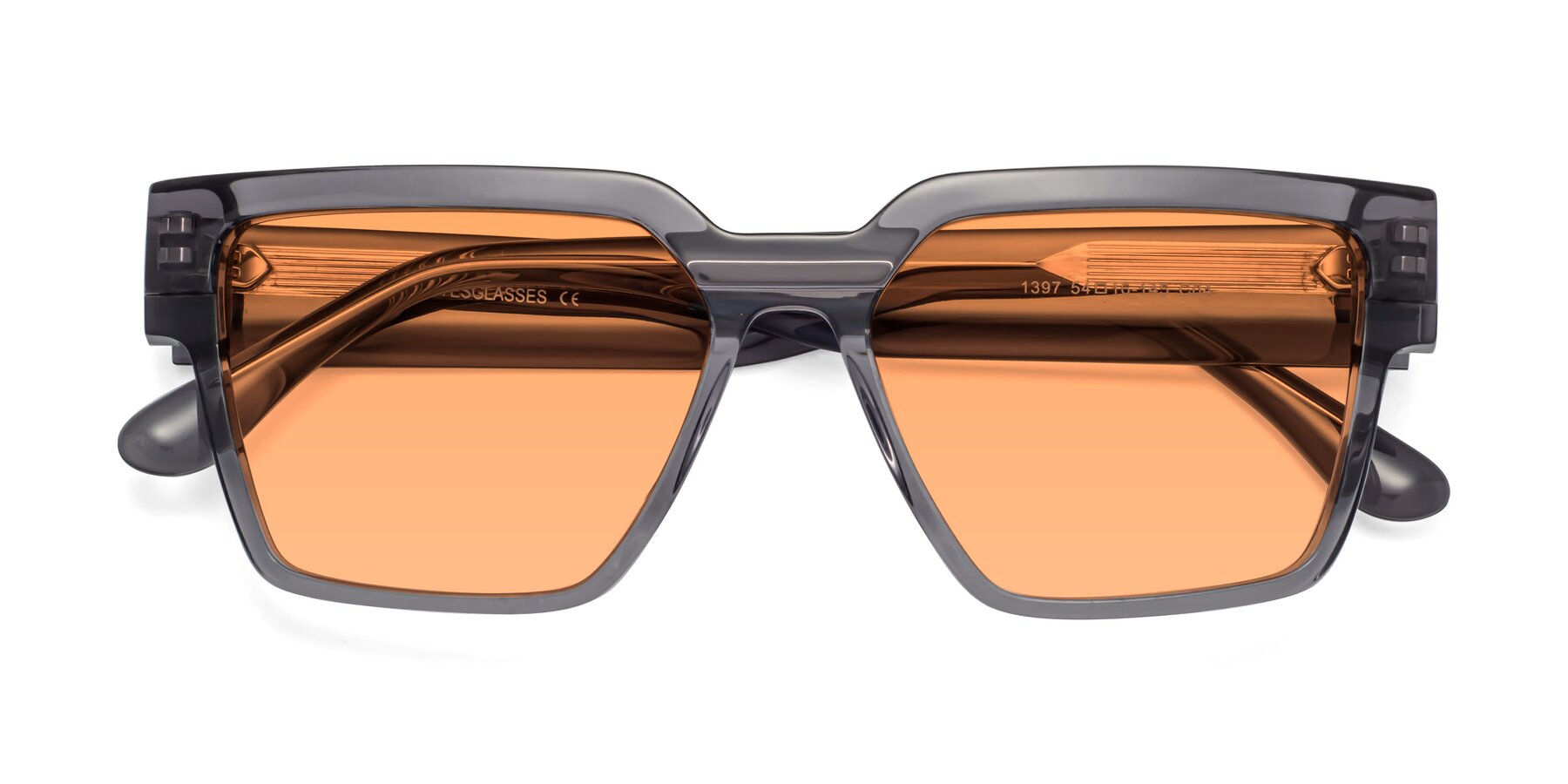Folded Front of Rincon in Gray with Medium Orange Tinted Lenses