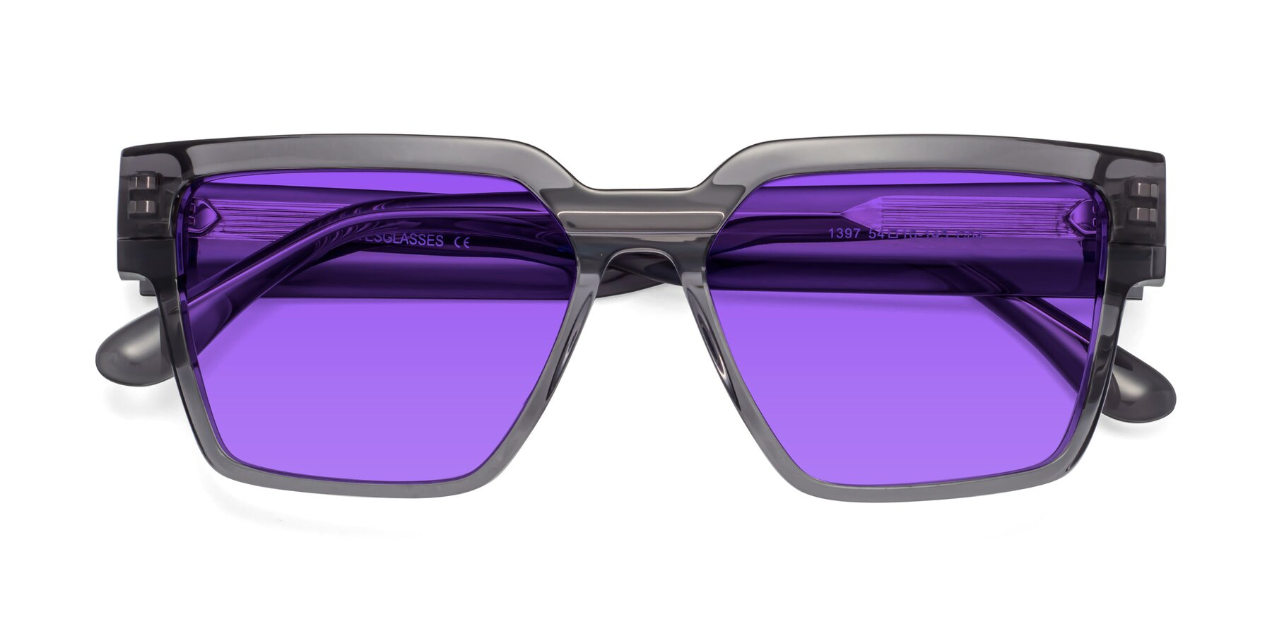 Folded Front of Rincon in Gray with Purple Tinted Lenses