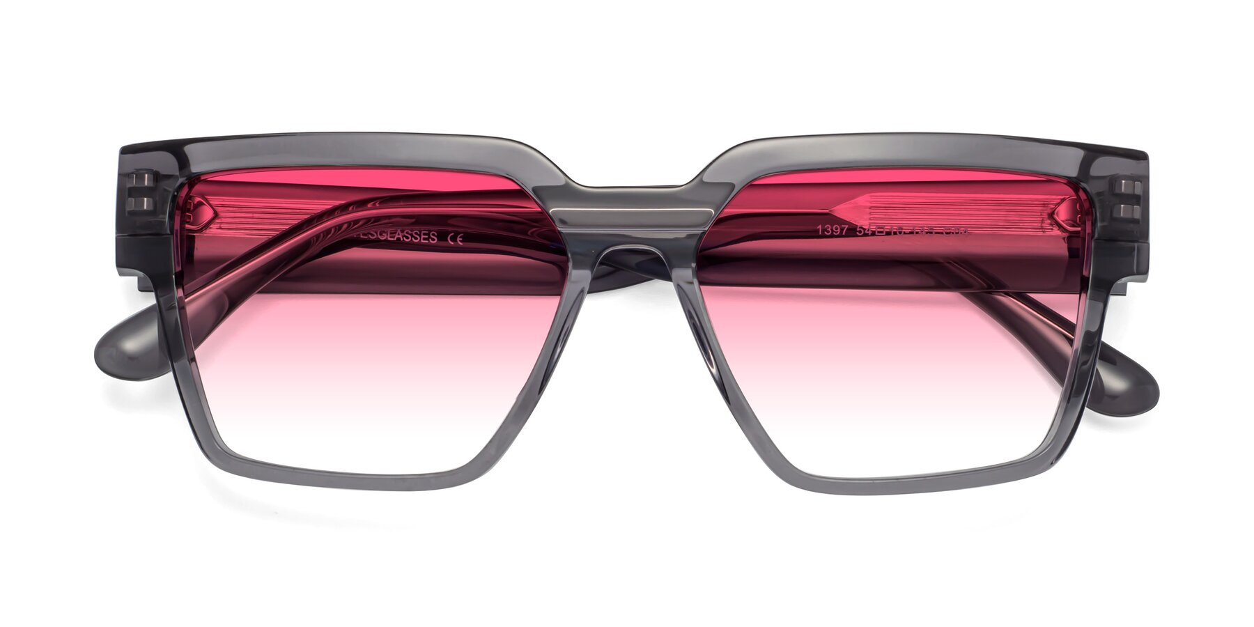 Folded Front of Rincon in Gray with Pink Gradient Lenses