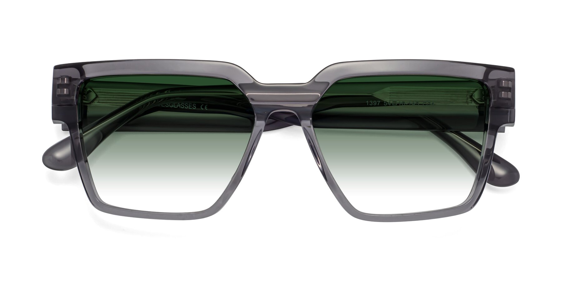 Folded Front of Rincon in Gray with Green Gradient Lenses