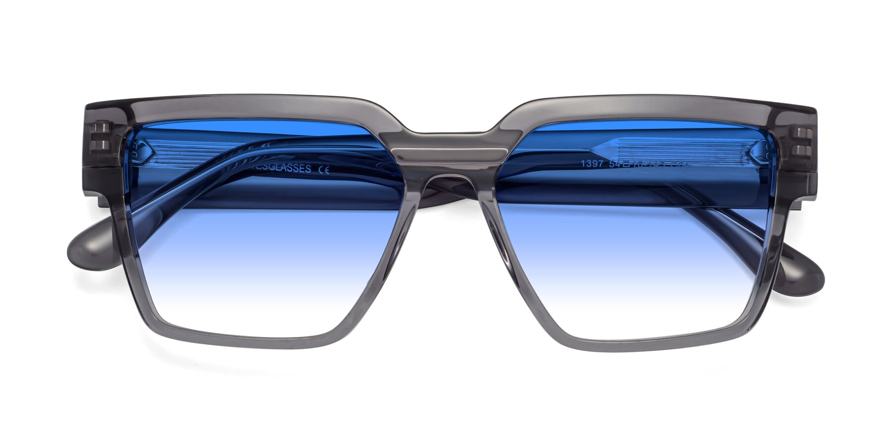 Folded Front of Rincon in Gray with Blue Gradient Lenses