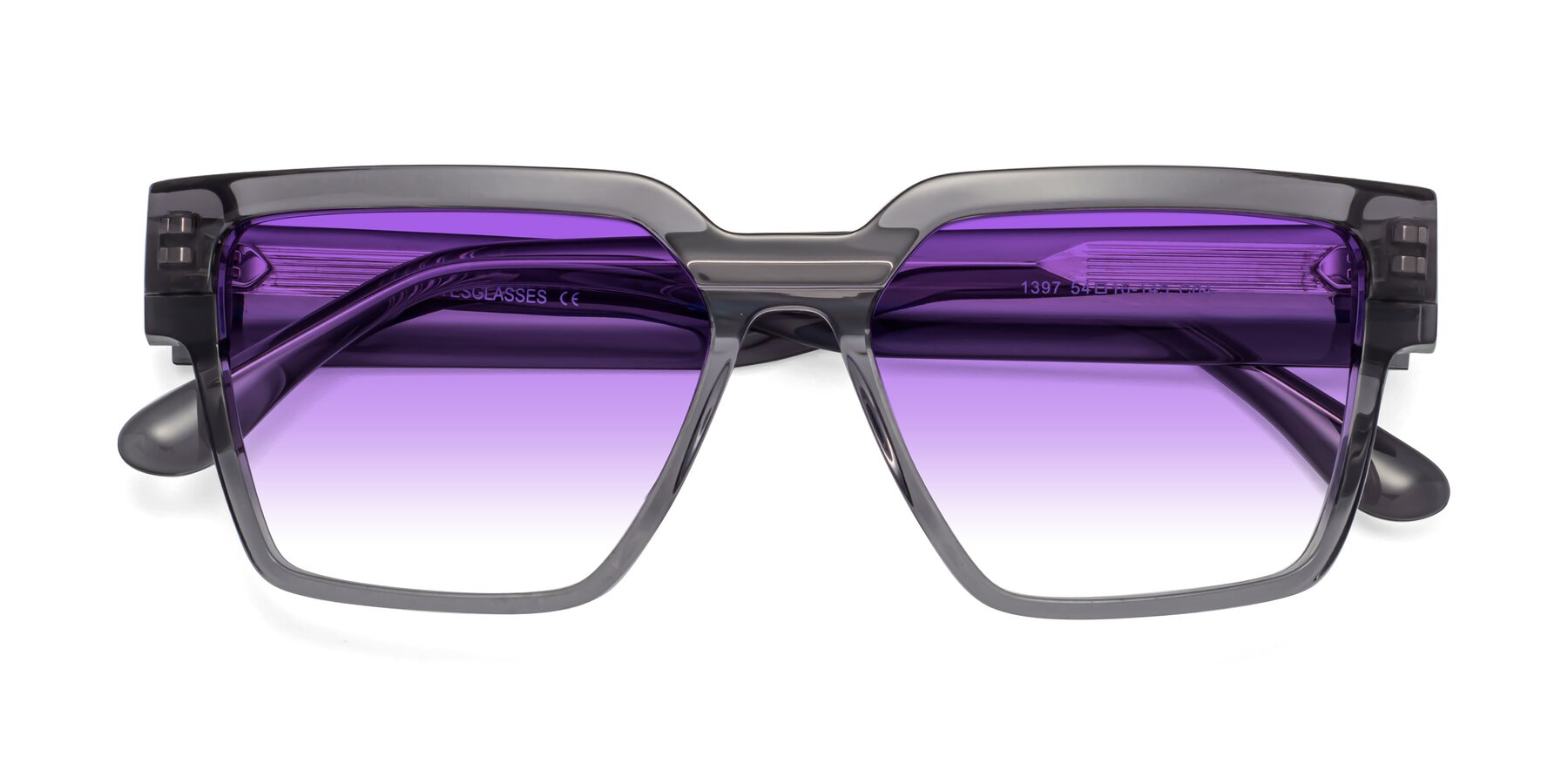 Folded Front of Rincon in Gray with Purple Gradient Lenses