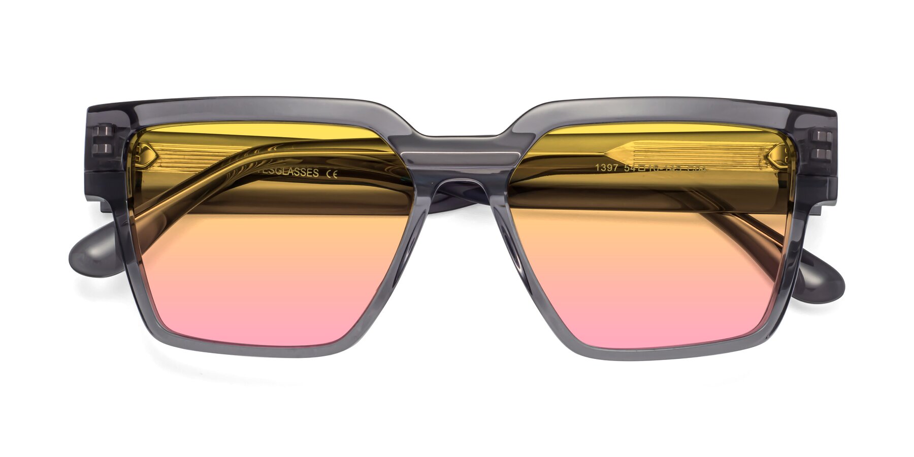 Folded Front of Rincon in Gray with Yellow / Pink Gradient Lenses