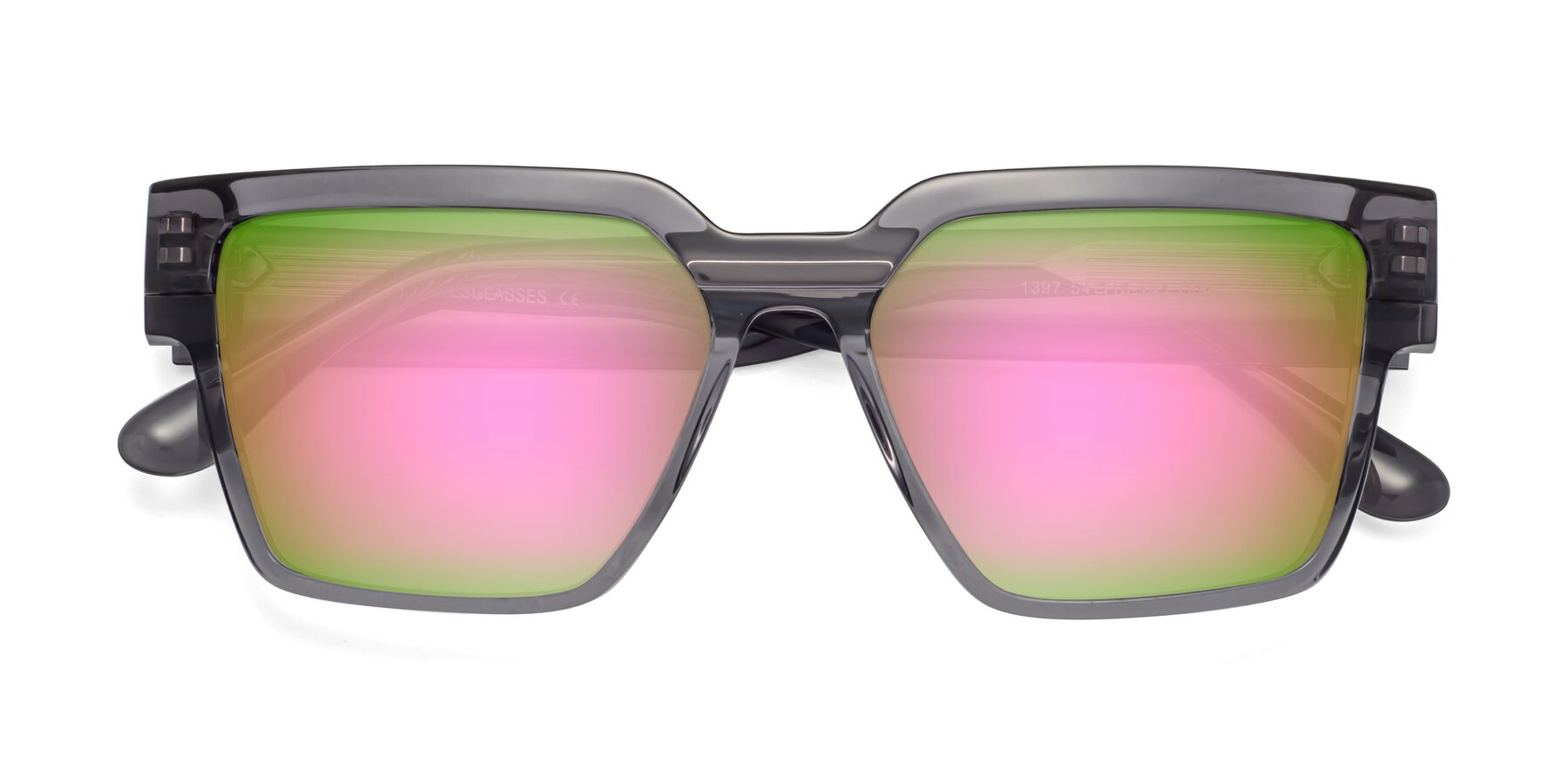 Folded Front of Rincon in Gray with Pink Mirrored Lenses