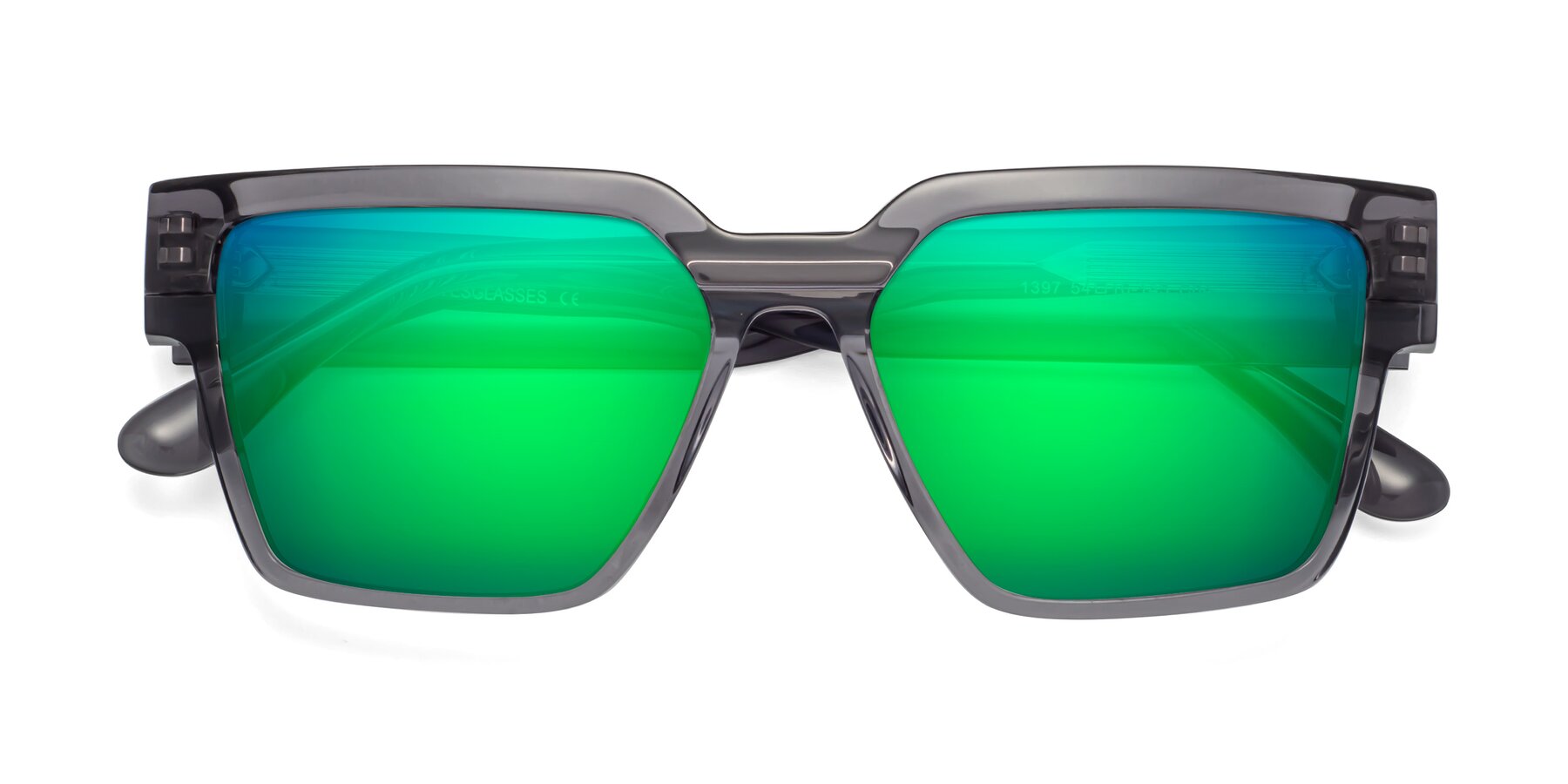 Folded Front of Rincon in Gray with Green Mirrored Lenses