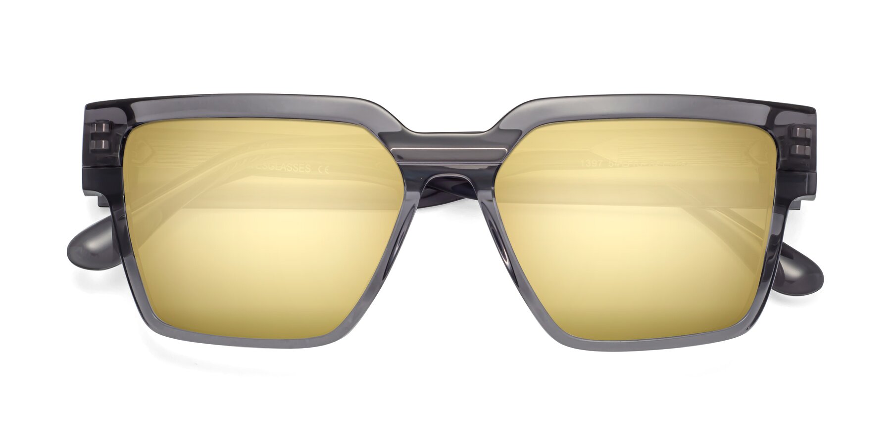 Folded Front of Rincon in Gray with Gold Mirrored Lenses