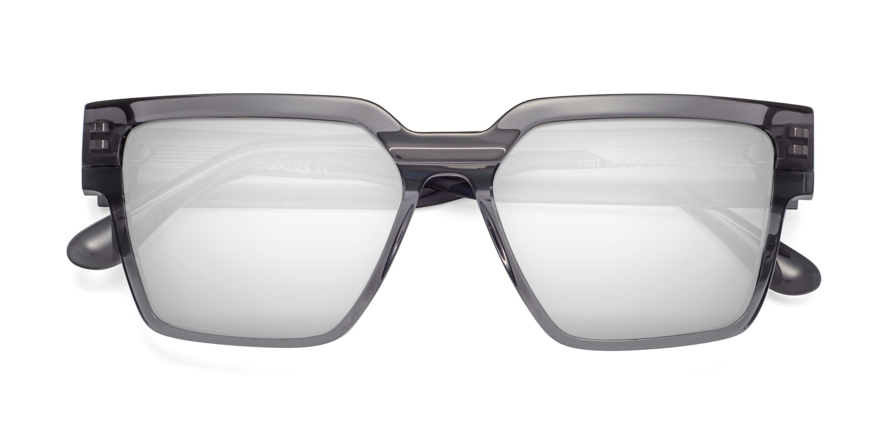 Folded Front of Rincon in Gray with Silver Mirrored Lenses