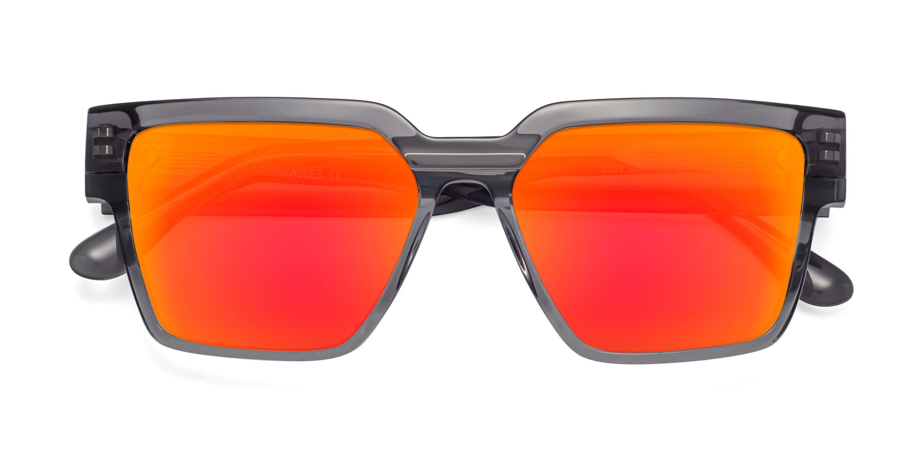 Folded Front of Rincon in Gray with Red Gold Mirrored Lenses