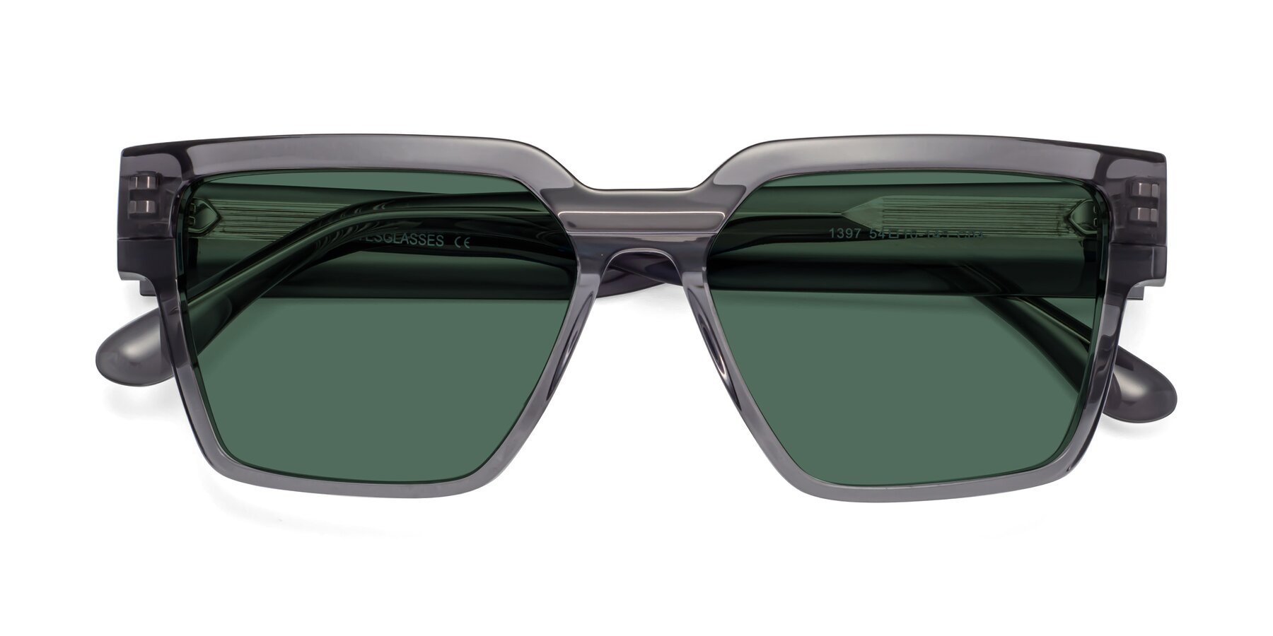Folded Front of Rincon in Gray with Green Polarized Lenses